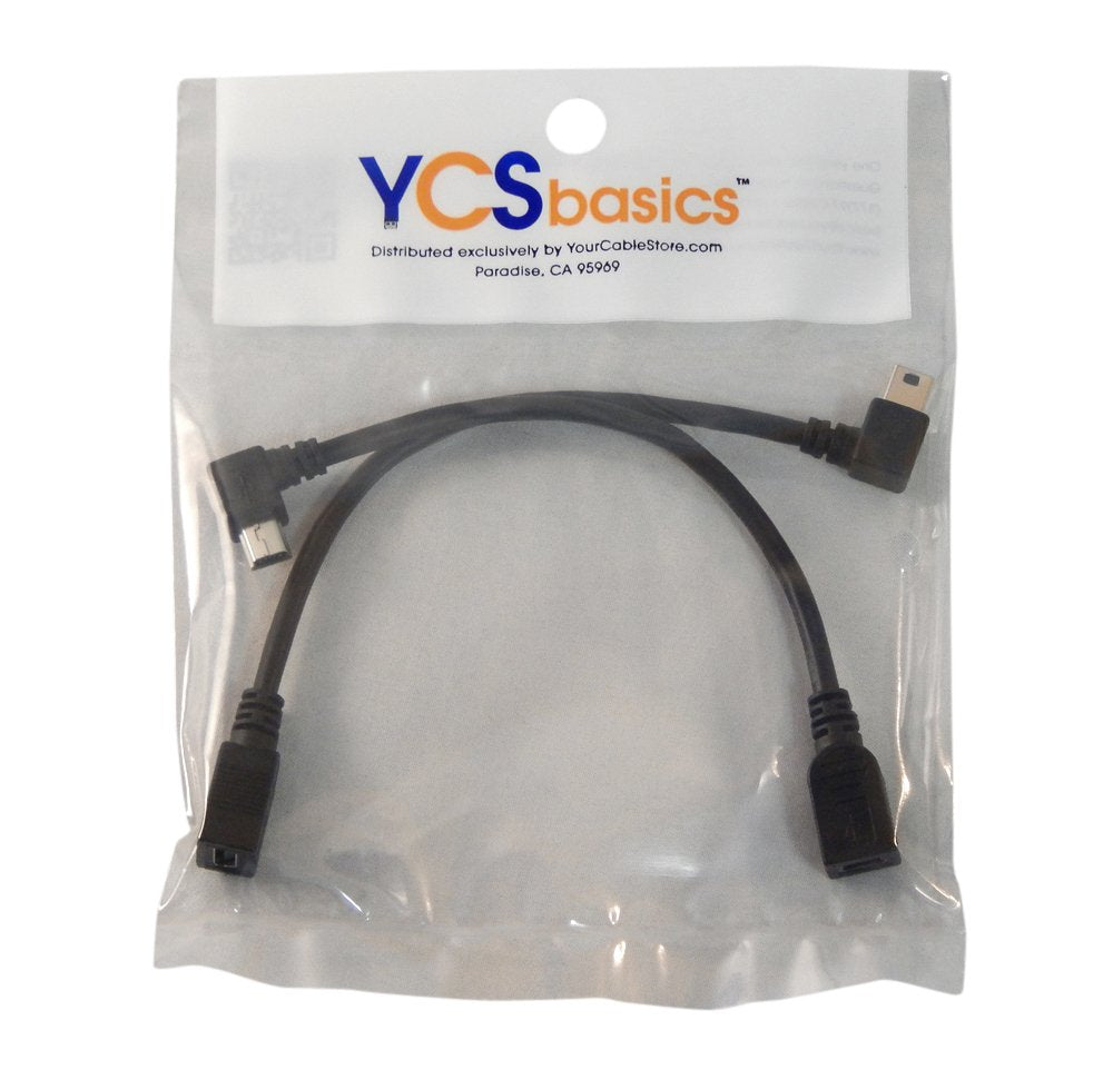 Ycs Basics 6 Inch Usb 2.0 Mini B Female To Left And Right Angle Mini B Male Extension Cables