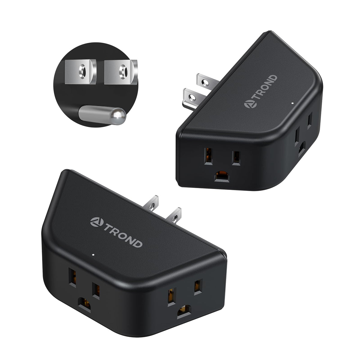 Trond 2 Pack Multi Plug Wall Outlet, 3 Way Angled Wall Outlet Extender, 3 Prong Plug Splitter, Cruise Essentials, Multiple Expan