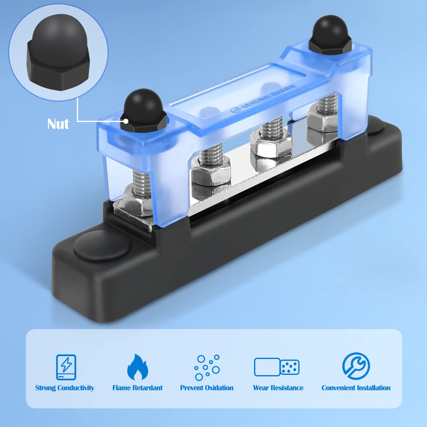 Lenkrad 4 Post Power Distribution Block Bus Bar With Cover, 4 X 10/32'' Posts, 4 Terminal Bus Bars, 100 Amp Battery Terminal Dis