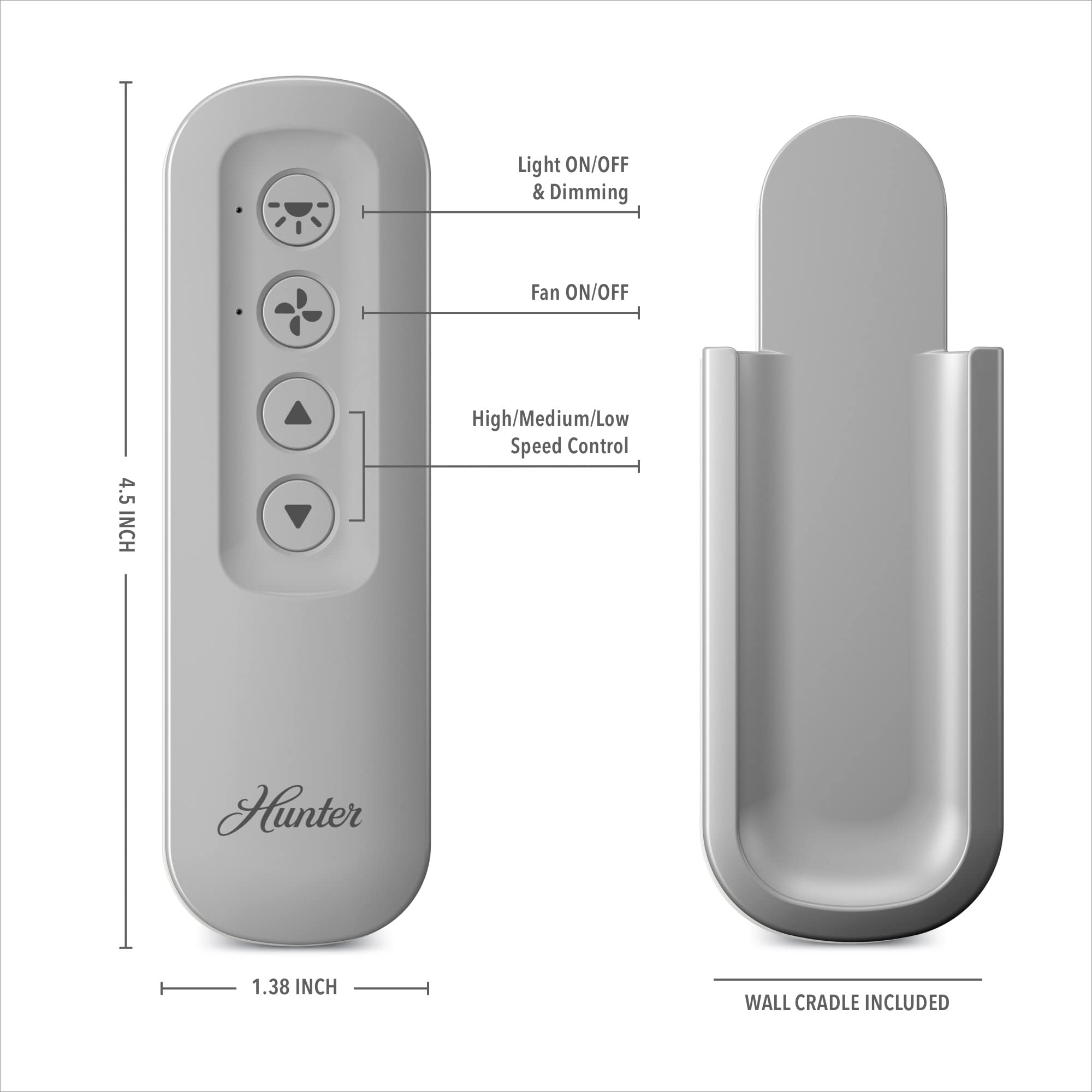 Hunter Fan Company 99813 Core Multifunction Remote Control   Receiver Not Included But Required, Dove Grey