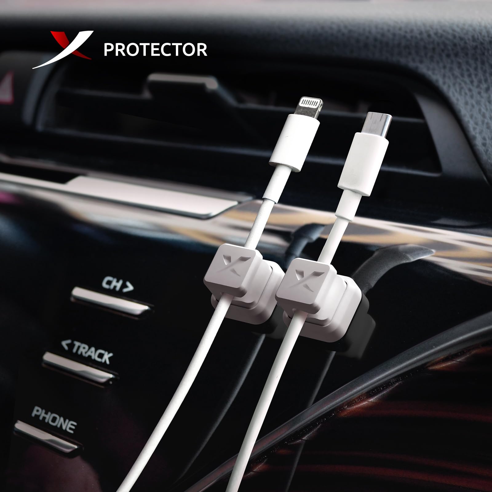 X-Protector Magnetic Cable Holders 3 PCS Self-Adhesive Silicone White