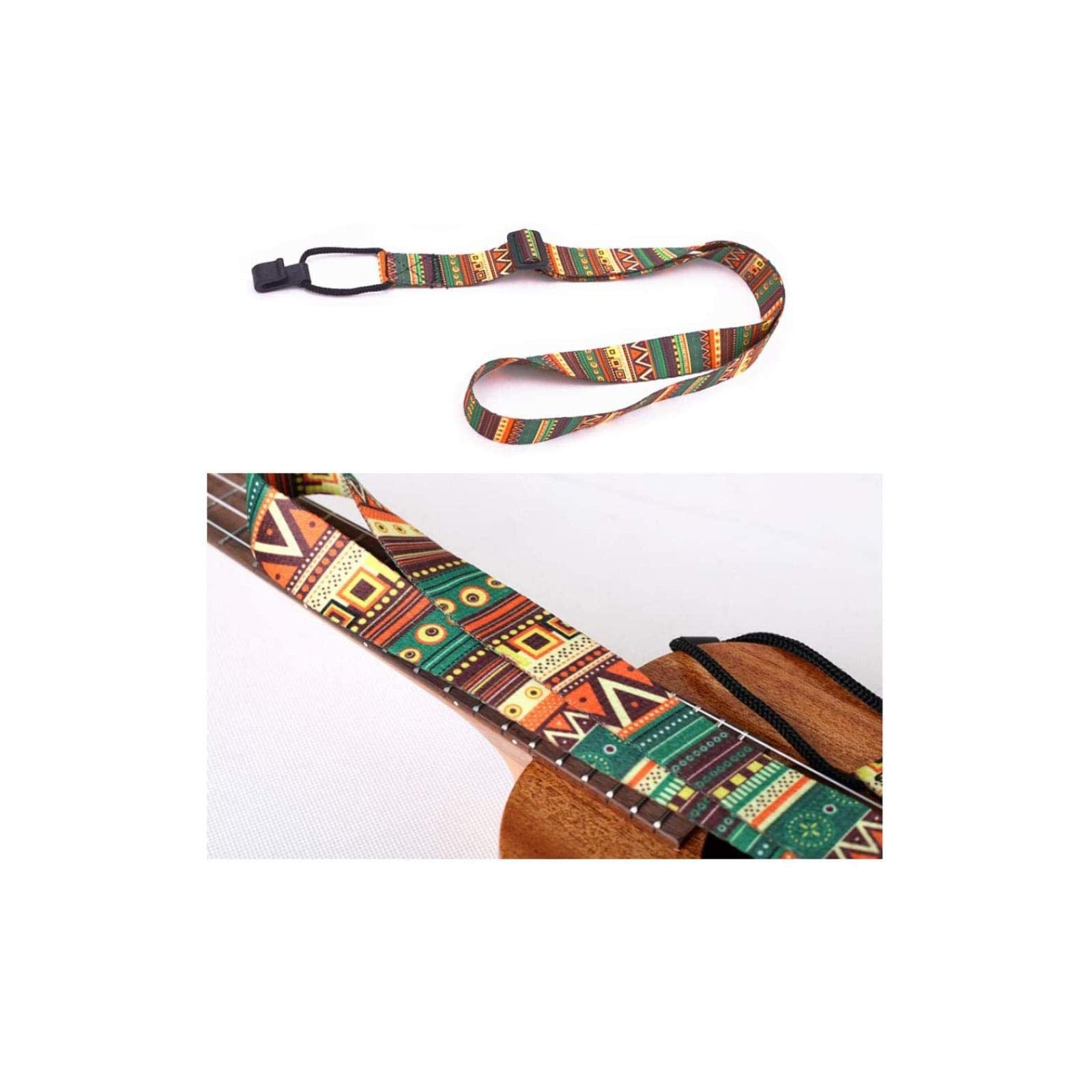 Liyafy Adjustable Woven Ukulele Strap With J Hook Retro Ethnic Printed Style Neck Belt Fit Most Size Ukulele 4Pcs