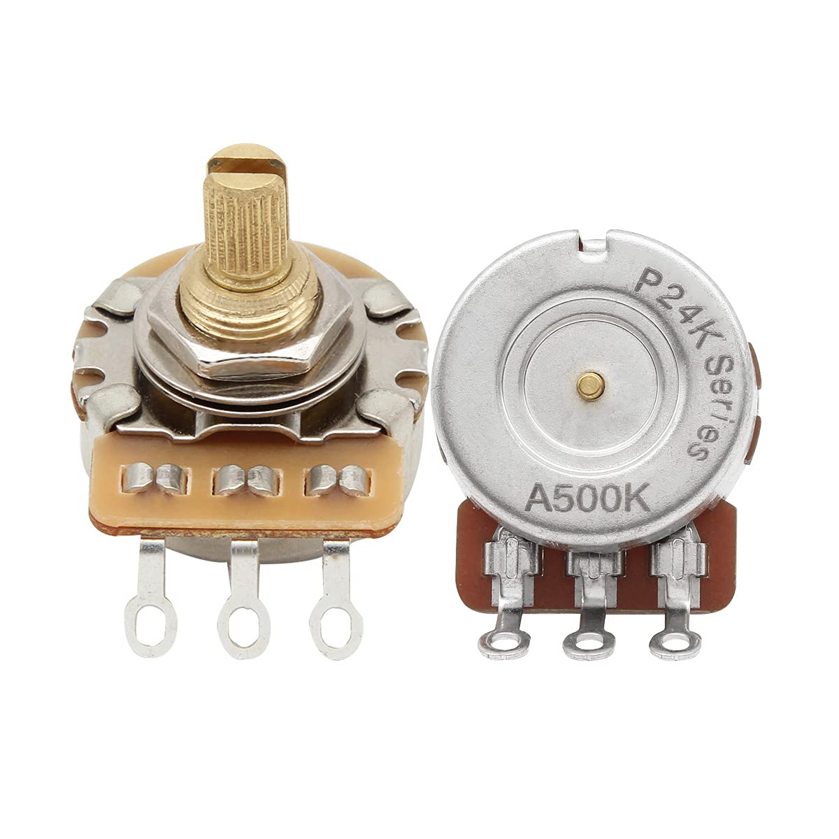 Fleor 500K Audio Pots 15.5Mm Short Split Shaft Guitar Potentiometer, Pack Of 2