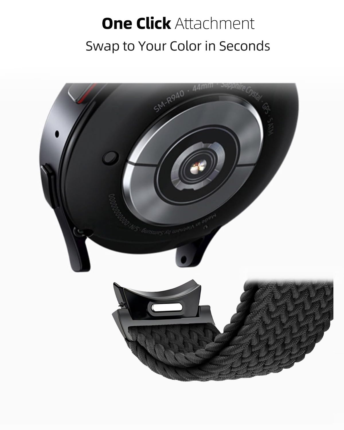 One Click No Gap Braided Bands Compatible With Samsung Galaxy Watch 6 4 5 Band 40Mm 44Mm/Galaxy Watch 6 4 Classic 47Mm 43Mm 42Mm