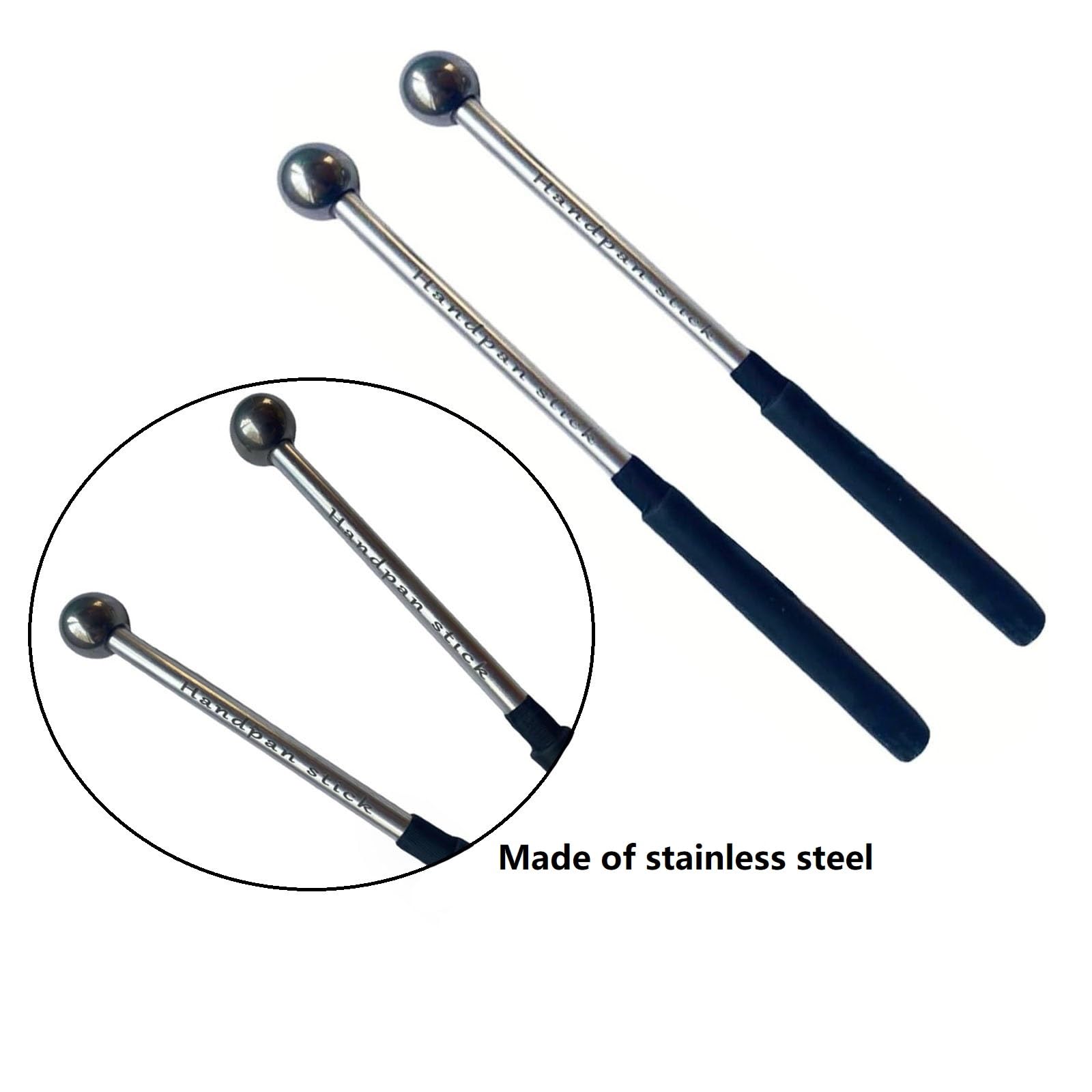 Tuoren 4 Pair Steel Tongue Drum Mallets With Storage Bag, 2 Pair Rubber Head Wood Glockenspiel Sticks, 1 Pair Steel Head And 1 P