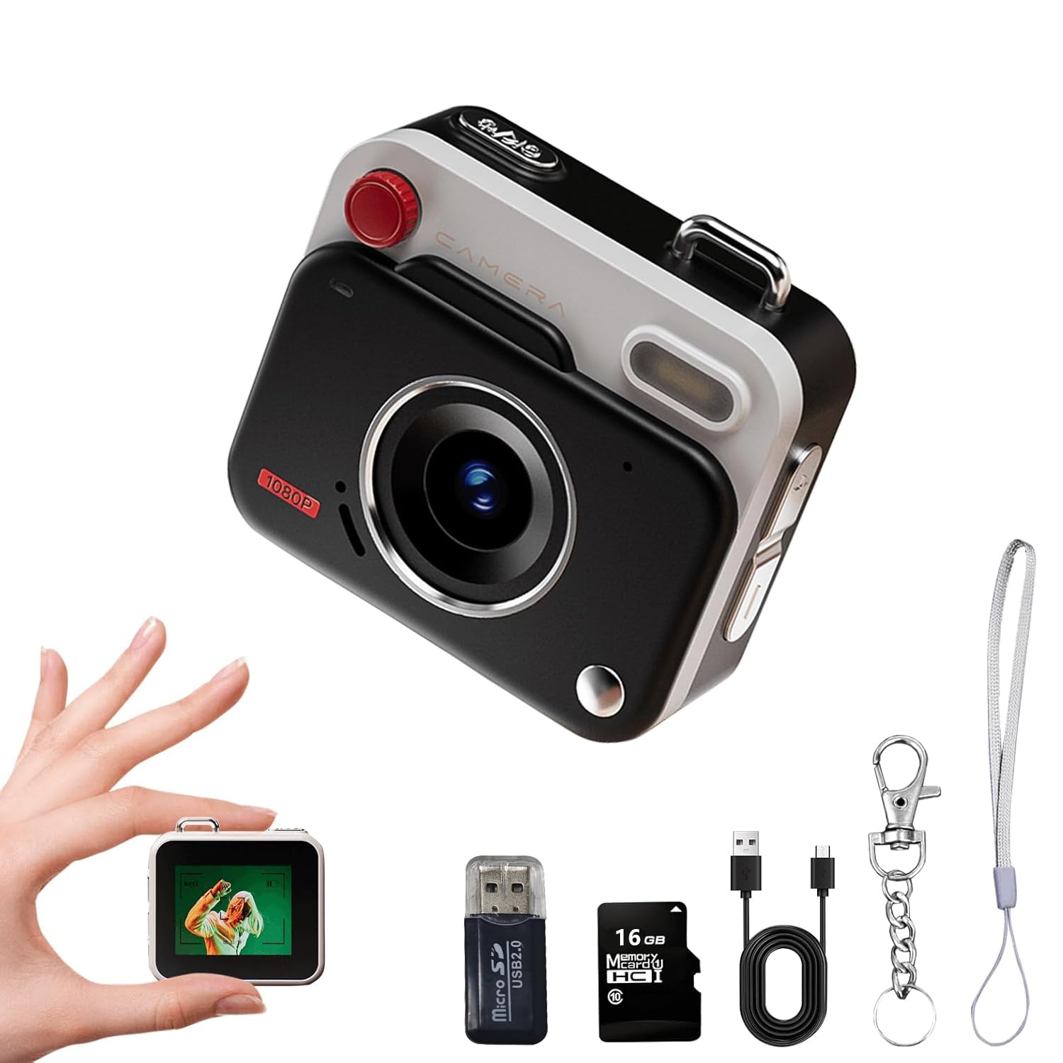 Kids Digital Camera, 1080P HD Video Recorder, 1.77 HD Display, Mini Camera for Kids with Flash, Continuous Shooting, 16GB Card