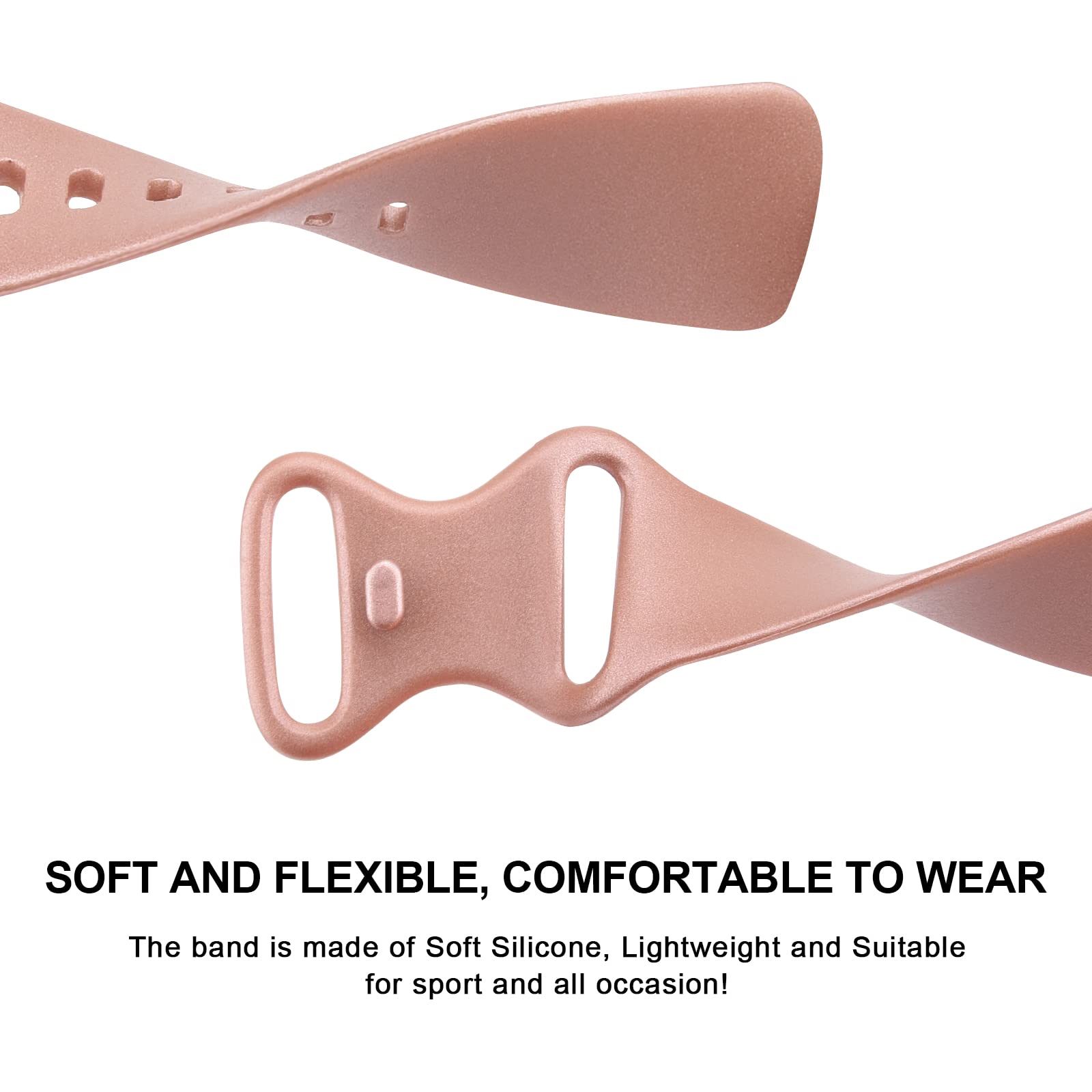 Fitbit Compatible Sport Band - Soft Straps For Sense 2/Sense/Versa 4/Versa 3 Smart Watch (Small, Rose Gold)