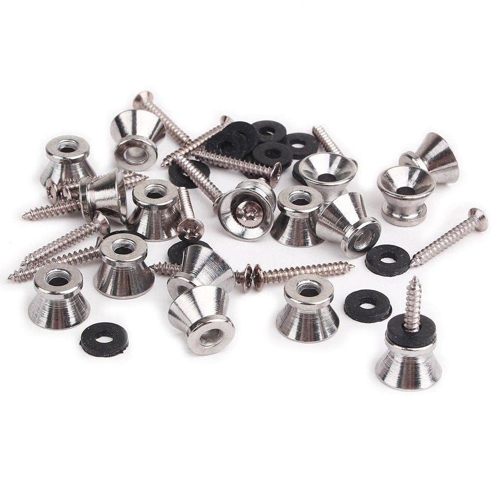 Club Bollywood 3x16pcs Guitar Bass End Pin Strap Buttons Locks Silver