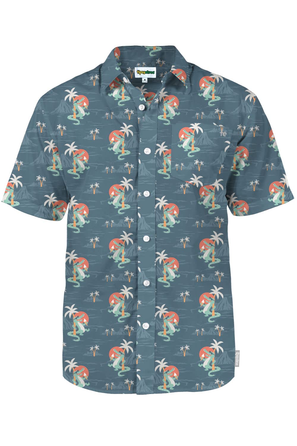 Tipsy Elves Mens Blue Gator Flavor Hawaiian Button Down Shirt Size Small