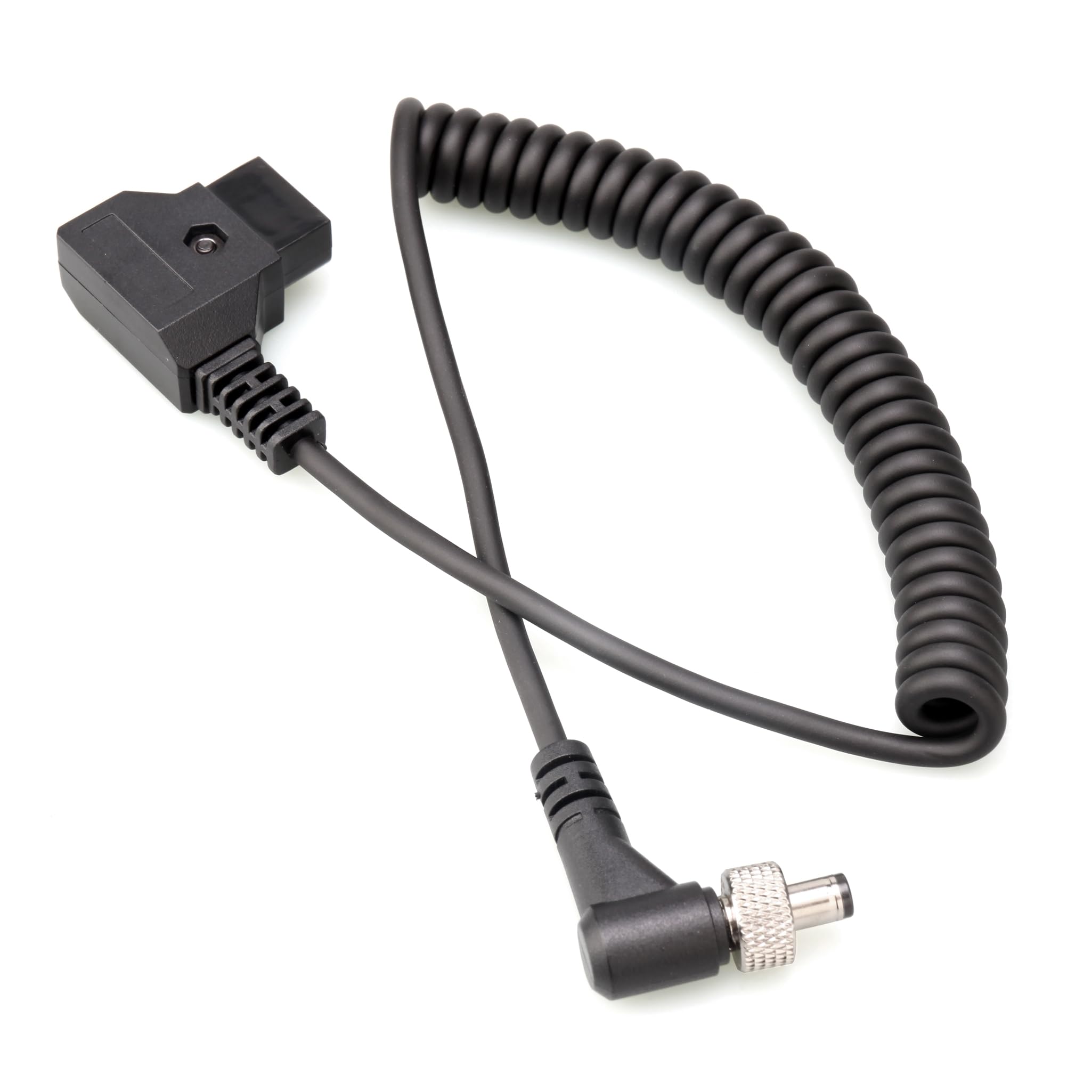 Kocackoo D Tap(P Tap) To Dc 5.5 * 2.5Mm Locking Right Angle Male Coiled Power Cable For Double Sided Np F Dummy Battery And Vide