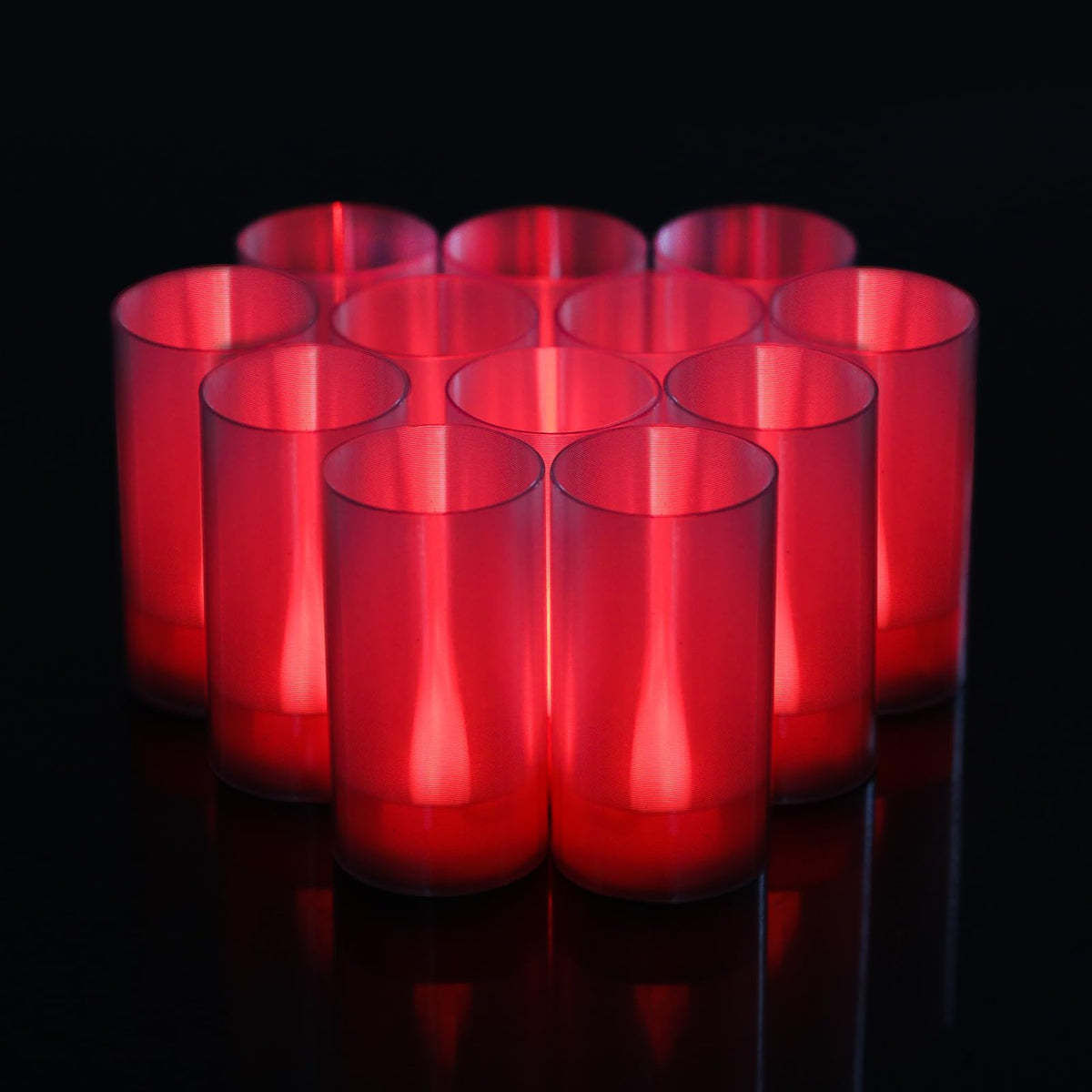 Lanker Flameless Candles, Battery Operated Led Pillar Candles, D1.5 X H3 Inch, Flickering Red Long Flame-Effect Light, Romantic 