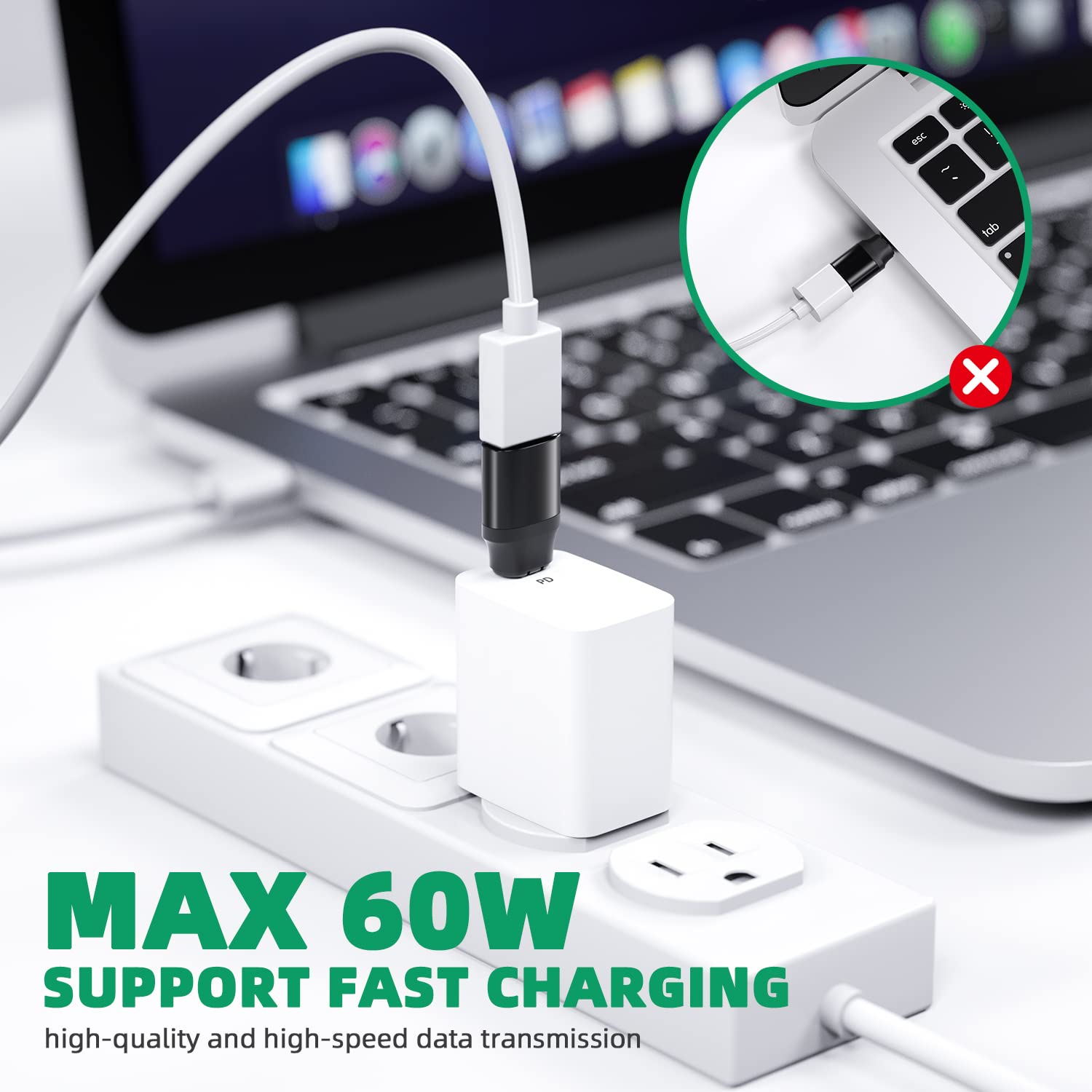 Duhesin Usb C To Usb Magnetic Adapter 24Pins Usb C Male To Usb A Female Adapter 2 Pack With Pd 60W Charge 10Gbps Usb3.1/Usb3.0 For Macbook Pro/Air And More Type C Devices