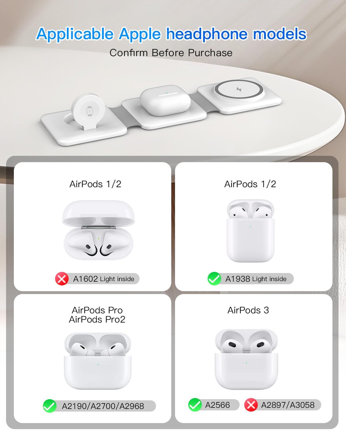 Charging Station For Apple Multiple Devices - 3 In 1 Foldable Magnetic Wireless Charger Dock - Travel Charging Pad For Iphone 16