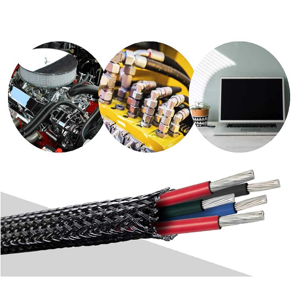 Hegebeck 32Ft   1/4 Pet Expandable Braided Sleeving, Wire Loom Tubing Cable Sleeve For Tv, Computer, Home Theater, Usb Cable, Po