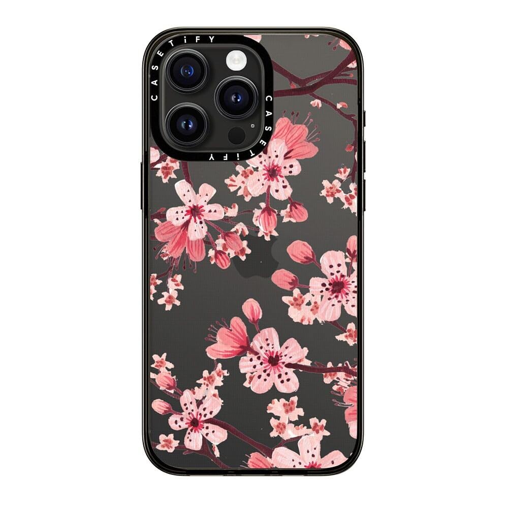 Casetify Compact Case For Iphone 15 Pro Max [2X Military Grade Drop Tested / 4Ft Drop Protection]   Watercolor Blossom   Clear B