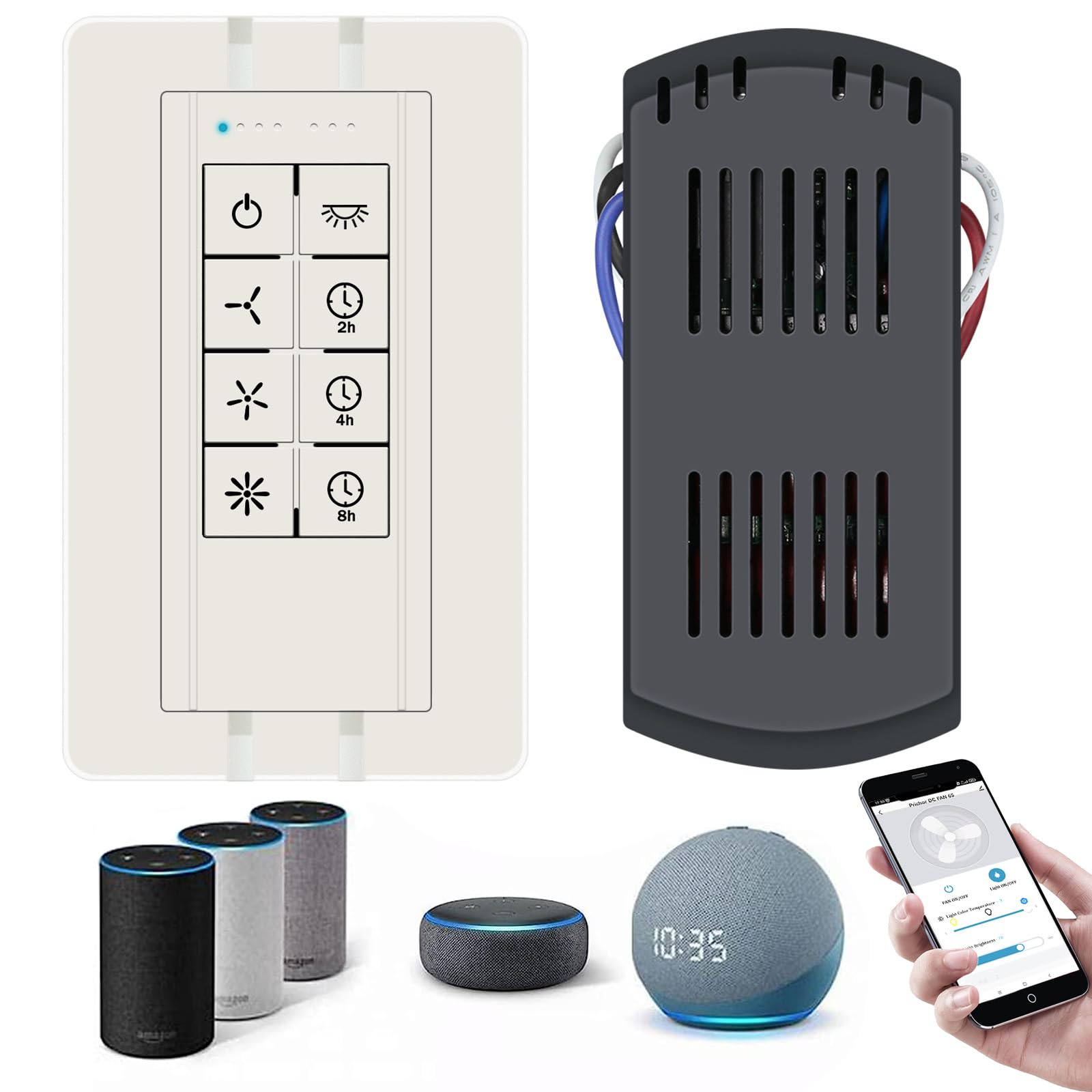 Universal Smart Ceiling Fan Remote Control And Light Dimmer, 3 Speed With 2 8H Timming, Smart Home Devices That Compatible With