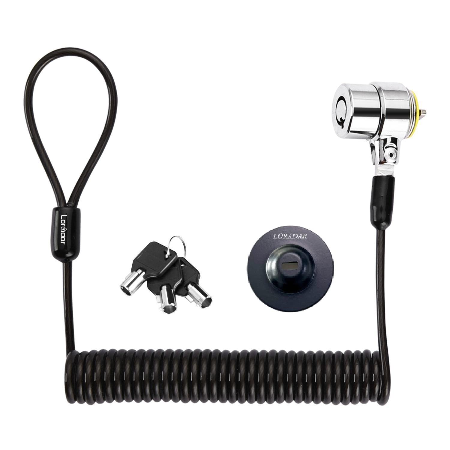 Loradar 8Feet 3Keys Security Retractable Cable Lock Portable Keyed Laptop Lock For Monitors, Laptops, Macbooks, Tablets, Ipad,Ma