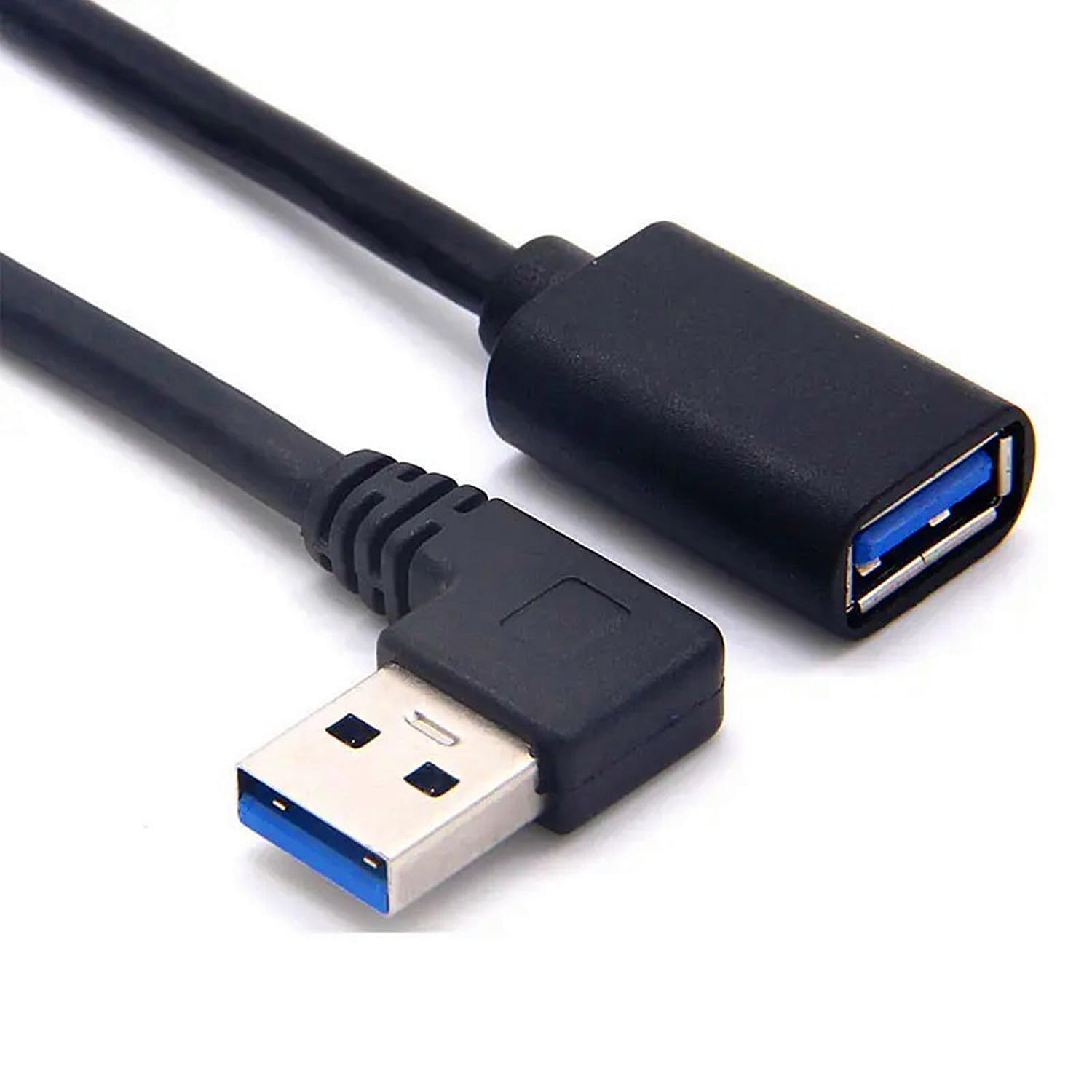 Alinna 90 Degree Usb 3.0 Extension Cable, Black Usb 3.0 Male To Female Extender Cord 30Cm (Right Angle)