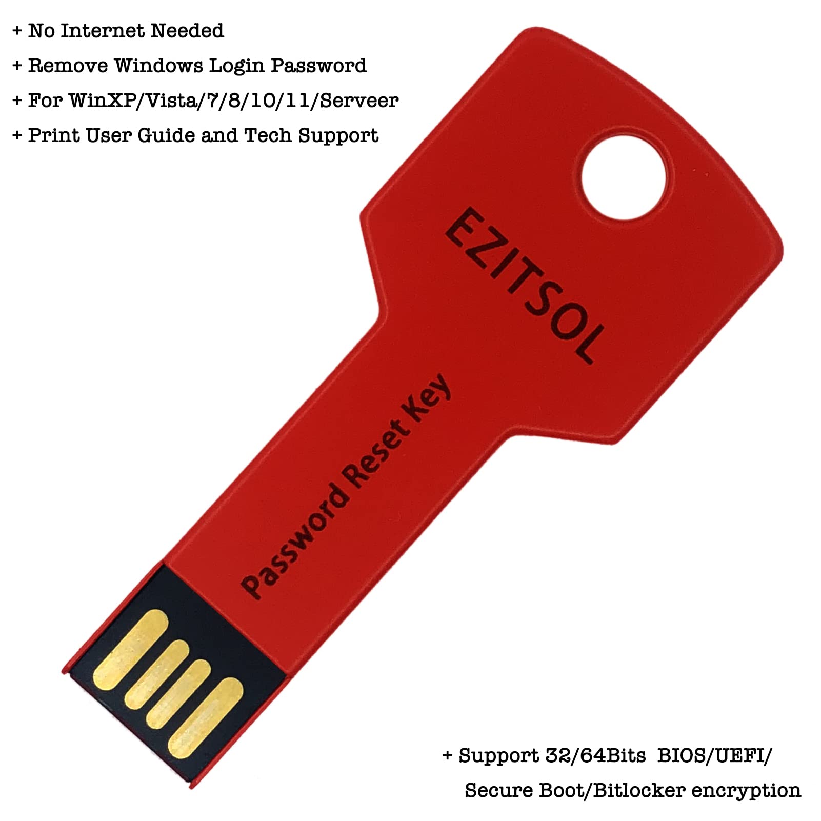 Ezitsol Usb Compatible Password Reset Recovery Boot Key Flash Drive | Compatible With Windows Xp,Vista,7,8.1,10,11,Server | Remo