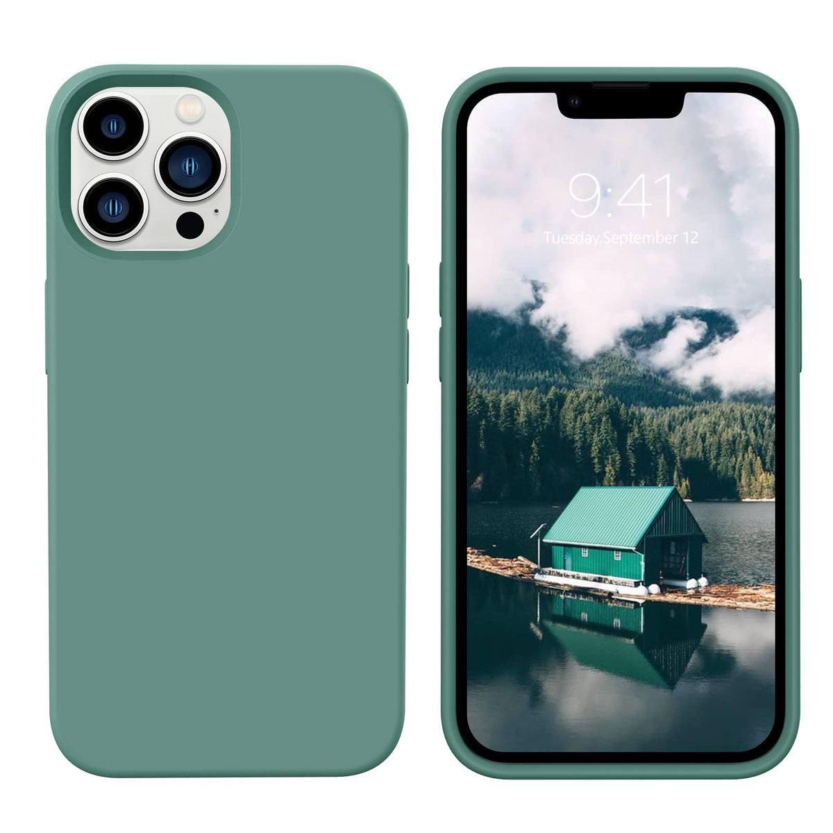 Guagua Compatible With Iphone 13 Pro Case 6.1 Inch Liquid Silicone Soft Gel Rubber Slim Thin Microfiber Lining Cushion Texture C