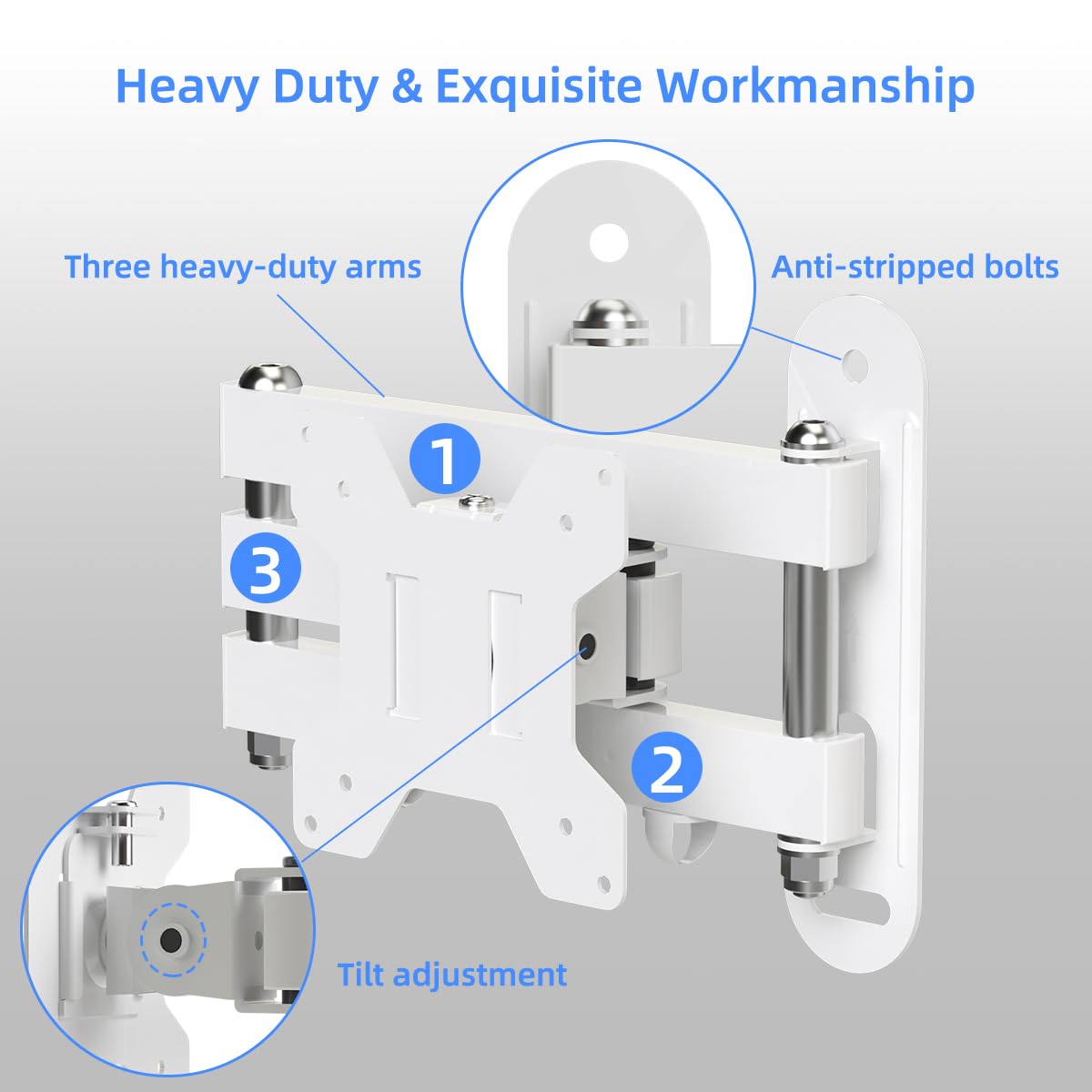 Suptek Tv Wall Mount Bracket Monitor Arm Tv Wall Mount Bracket Display Arm Monitor Wall Mount For 13 30'' Adjustable Up/Down, Le