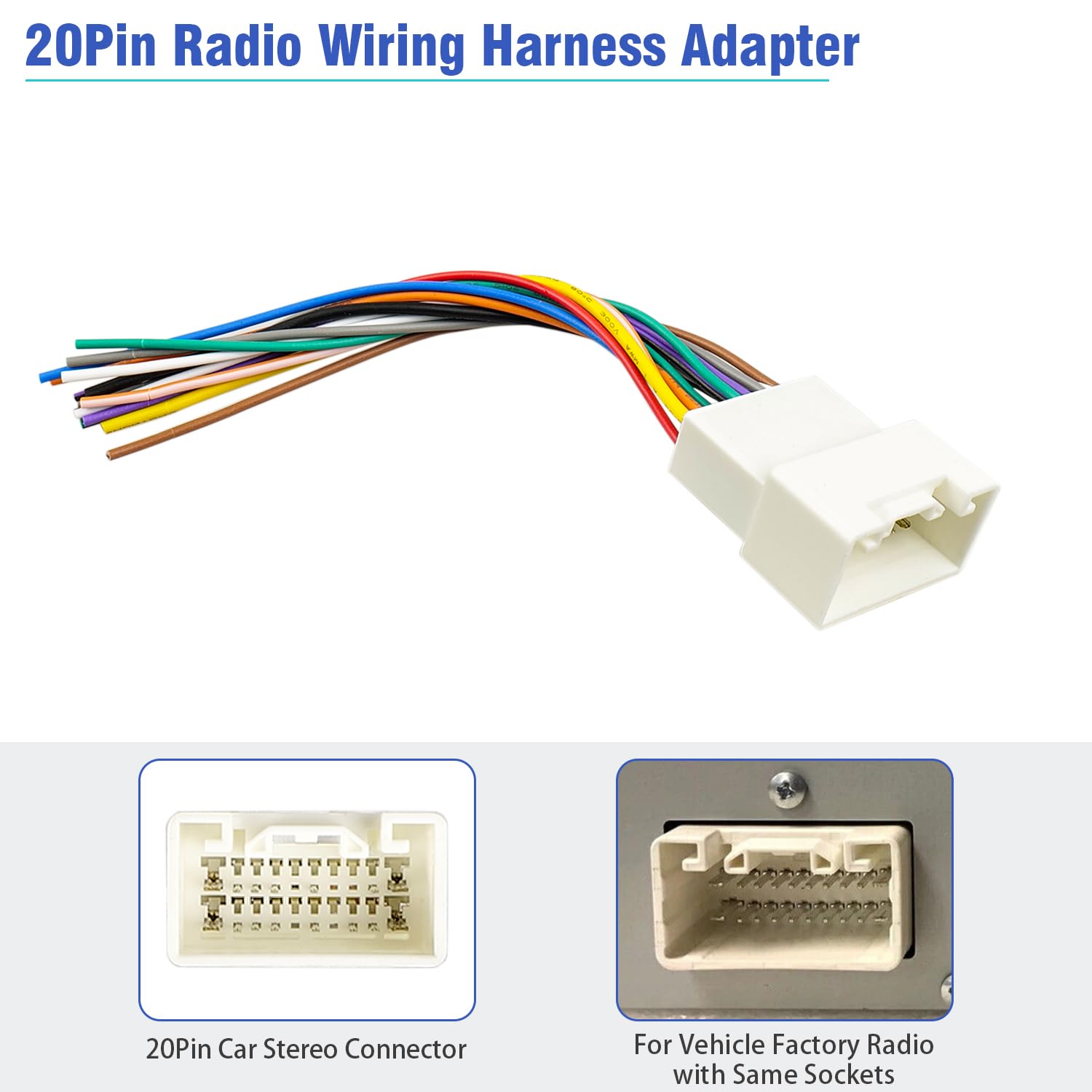 Jayubien Radio Wiring Harness Jbl Connector For Toyota Highlander Sequoia Tundra Camry Corolla Vios Prado 20Pin Car Stereo Wire