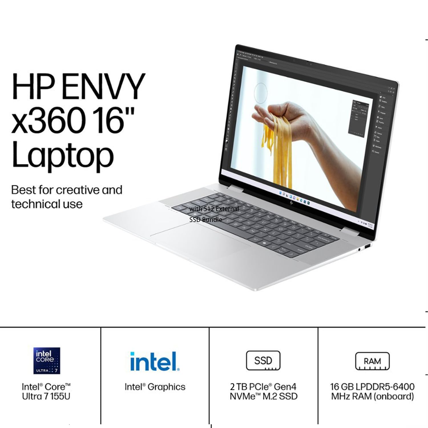 Hp Envy X360 16 Ultra 7 Ai Business Convertible 2-In-1 Laptop, 16 Fhd+ Touchscreen, Intel Ultra 7 155U (Beats Intel I7-1355U), 1