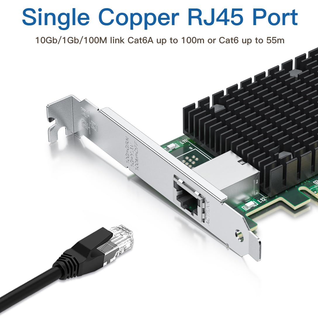 10Gb Rj45 Pci E Network Card Nic, Compare To Intel X540 T1, With Intel X540 Bt2 Chip, Single Rj45 Ports, Pci Express X8, Etherne