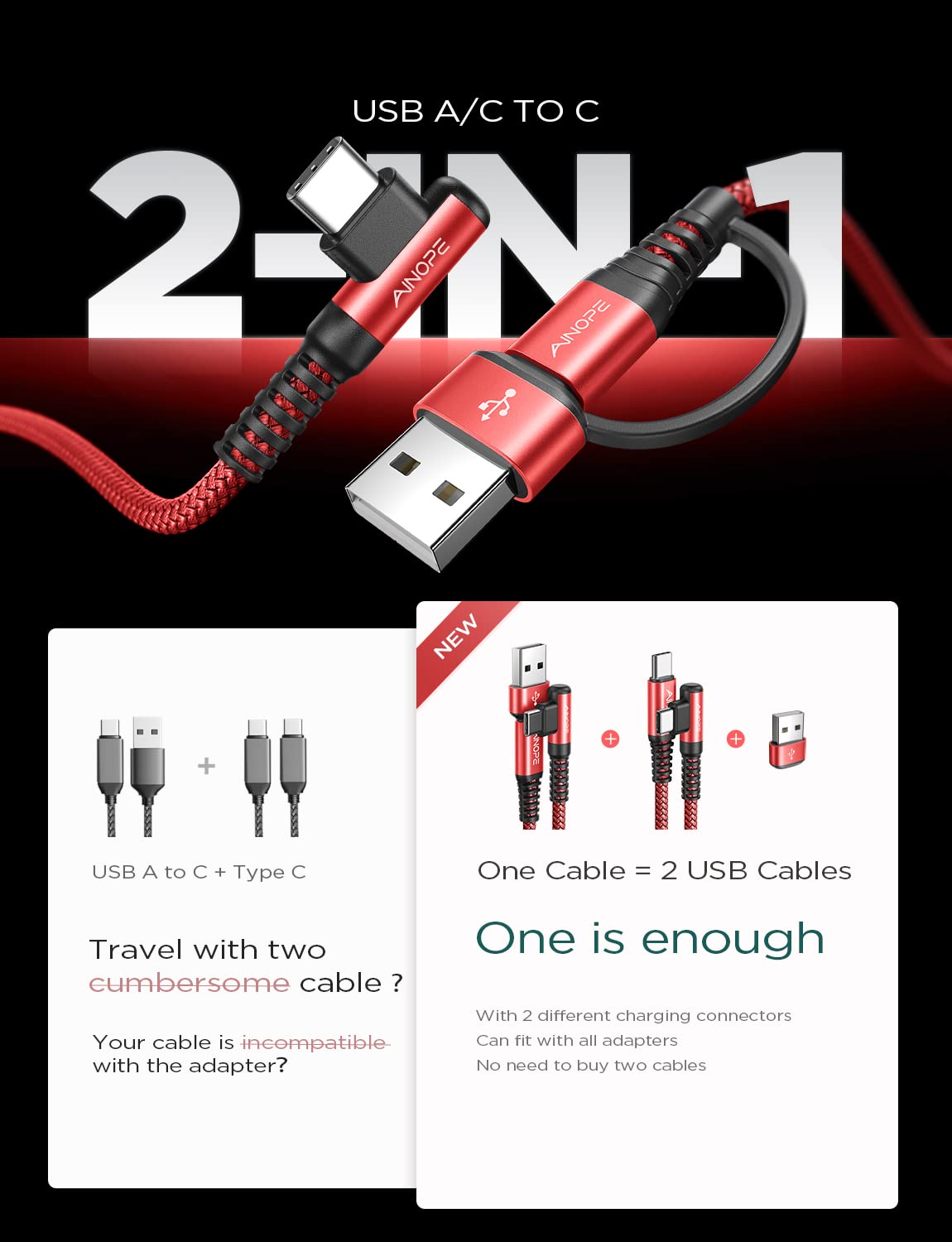 Ainope Usb C To Usb C Cable 60W 2 Pack 6.6Ft Type C To Type C Fast Charging Cable Charger Right Angle Compatible With Samsung S2