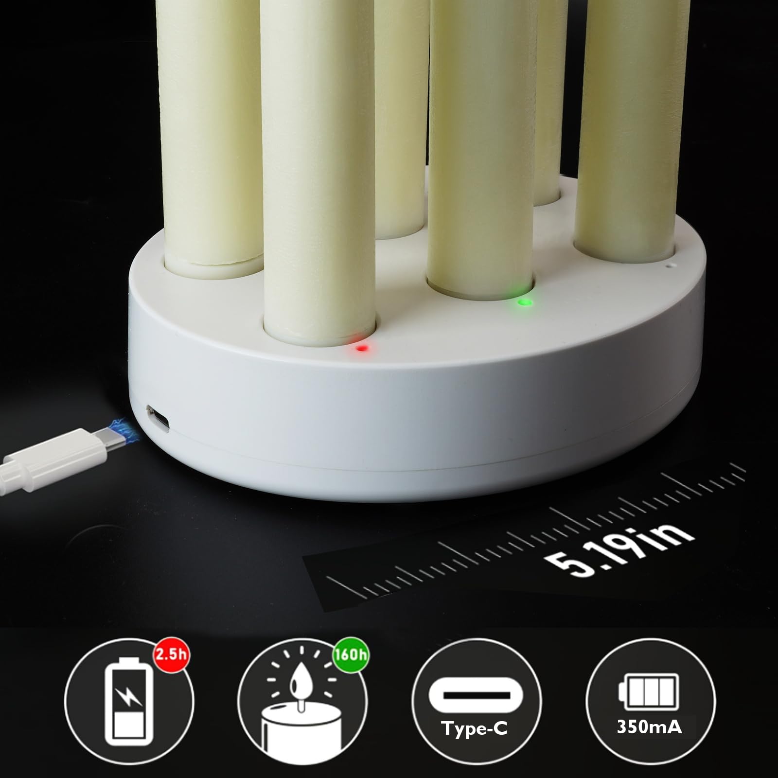 Homemory Rechargeable Flameless Taper Candles, Real Waxy Led Candlesticks Flickering, Battery Operated Candles With Remote Timer