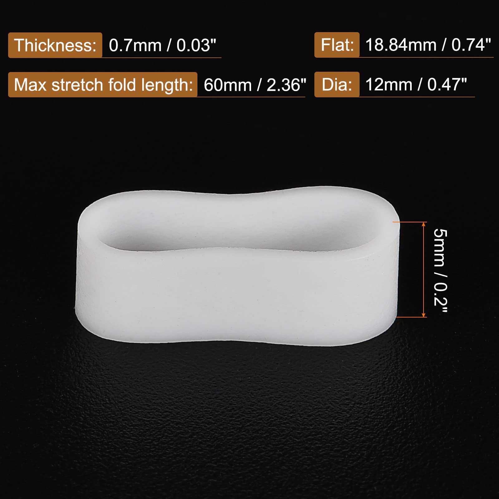 Meccanixity Silicone Rubber Bands Rings 100Pcs Non Slip 12Mm Dia 0.7Mm Thick 5Mm Width For Wire Cord Cable Wrapping, Bundle