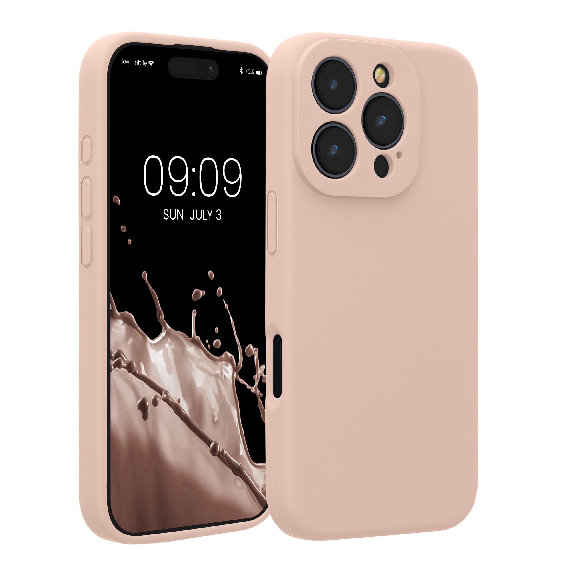 kwmobile Case Compatible with Apple iPhone 16 Pro Case - Slim TPU Silicone Phone Cover - Soft Touch Finish - Dusty Pink