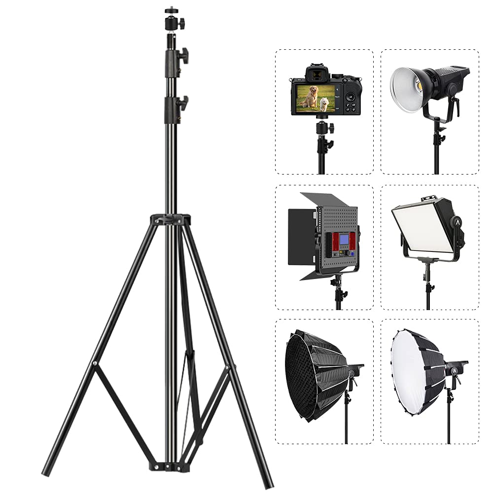 Itotin Heavy Duty Light Stand 9.5 Feet/2.8 Meters Adjustable Spring Cushioned Metal Photography Tripod Stand For Photo Studio Speedlight, Ring Light, Photographic Equipments Thickening Flash Stand