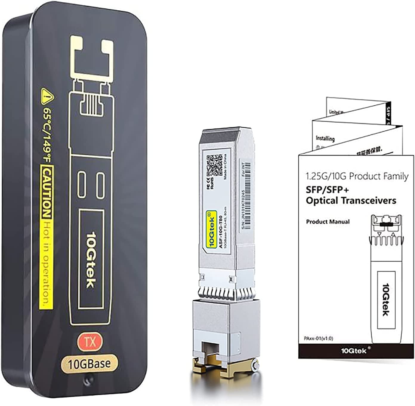 10Gtek 80 Meter, 10Gbase T Sfp+ To Rj45 Transceiver, Rj45 To Sfp+ Copper Ethernet Cat.6A Module, For Cisco Sfp 10G T 80, Ubiquit