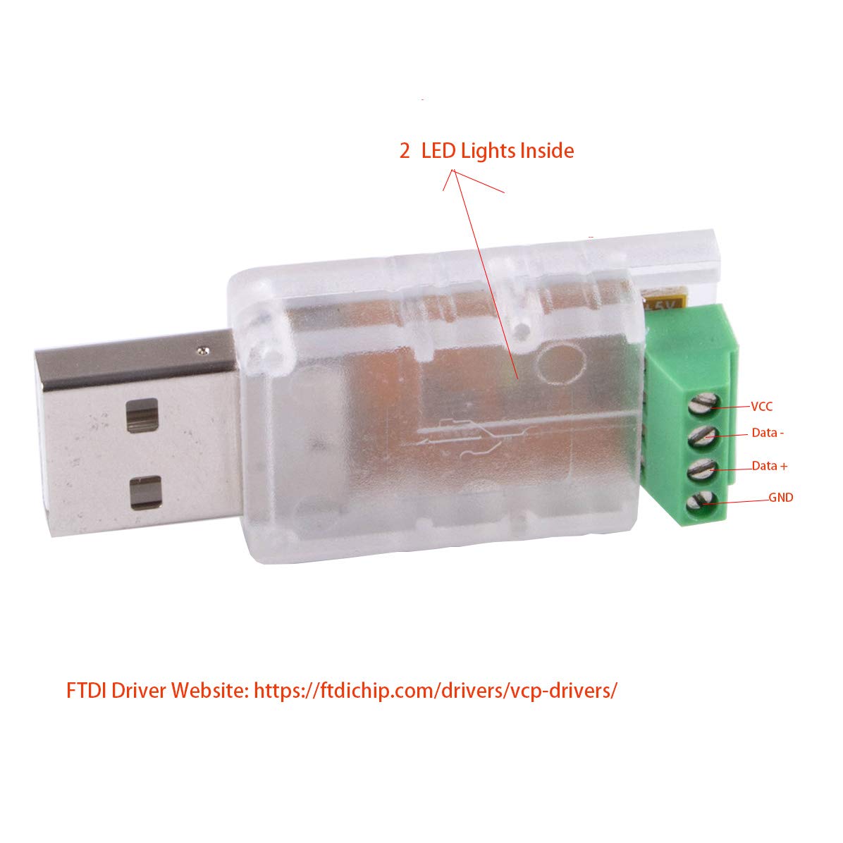Rs485 To Usb Converter Adapter With Ft232Rl Chip For Smart Meter (Transparent Shell)