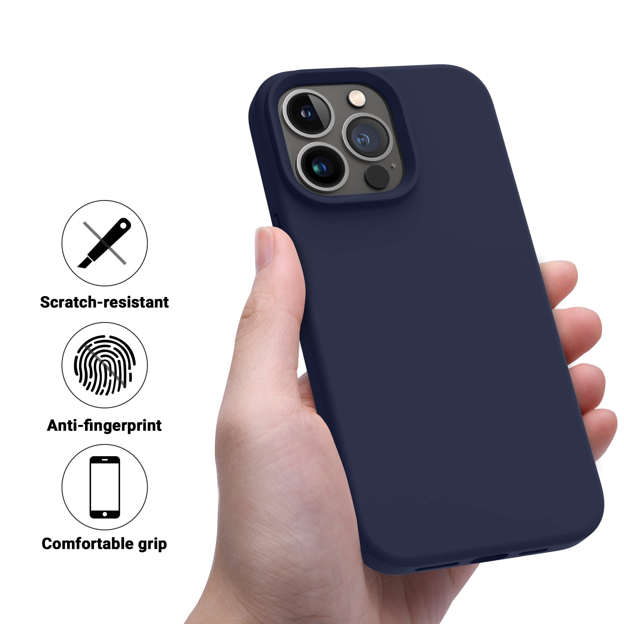 Otofly Designed For Iphone 14 Pro Case, Silicone Shockproof Slim Thin Phone Case For Iphone 14 Pro 6.1 Inch (Midnight Blue)