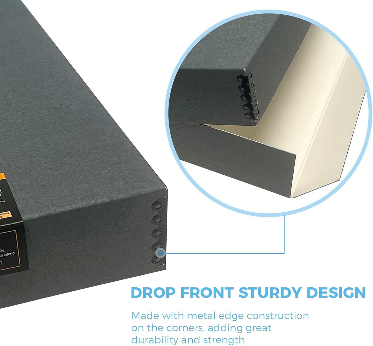 Lineco Museum Archival Storage Box, 14.75X18.75X3 In. Drop Front Design. Acid Free With Metal Edge. Organize Photos, Pictures, Prints, Documents, Crafts, Diy. Gray, 1 Pack