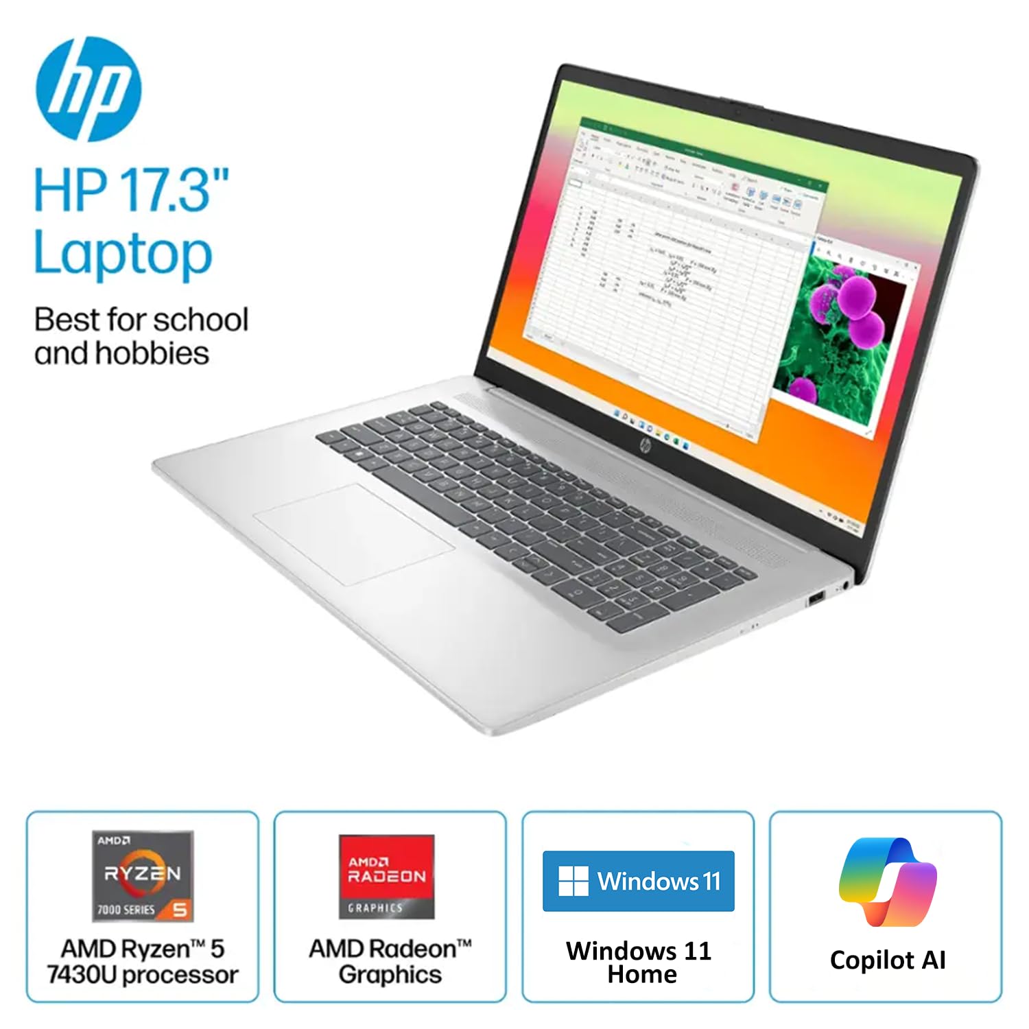Hp 17.3    Business Laptop With Copilot Ai | Amd Ryzen 5 6-Core Processor | 64Gb Ram | 2Tb Ssd | Amd Radeon Graphics | Anti-Glar
