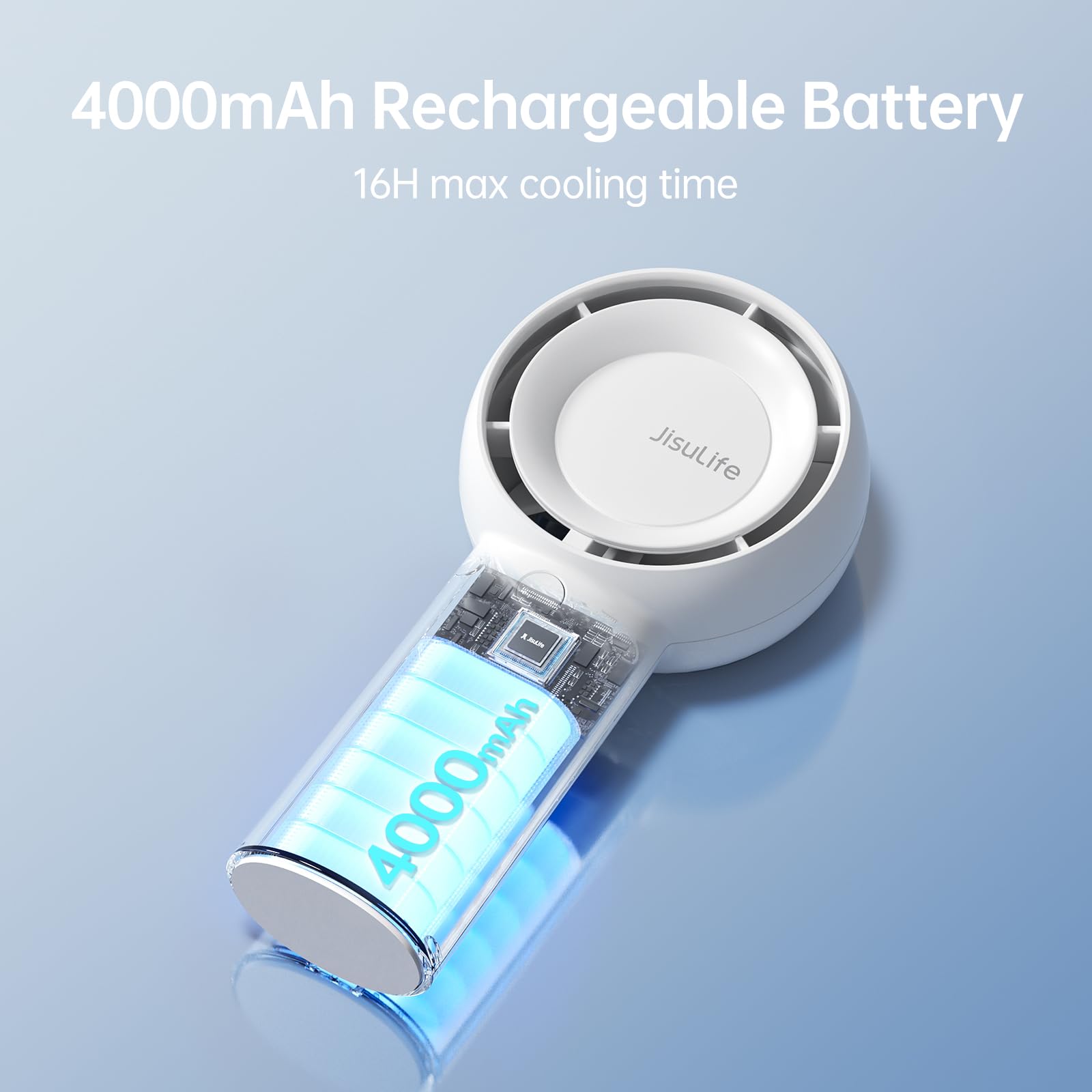 Jisulife Handheld Turbo Fan [16H Max Cooling Time] Mini Portable Hand Fan, 4000Mah Usb Rechargeable Personal Fan, Battery Operat