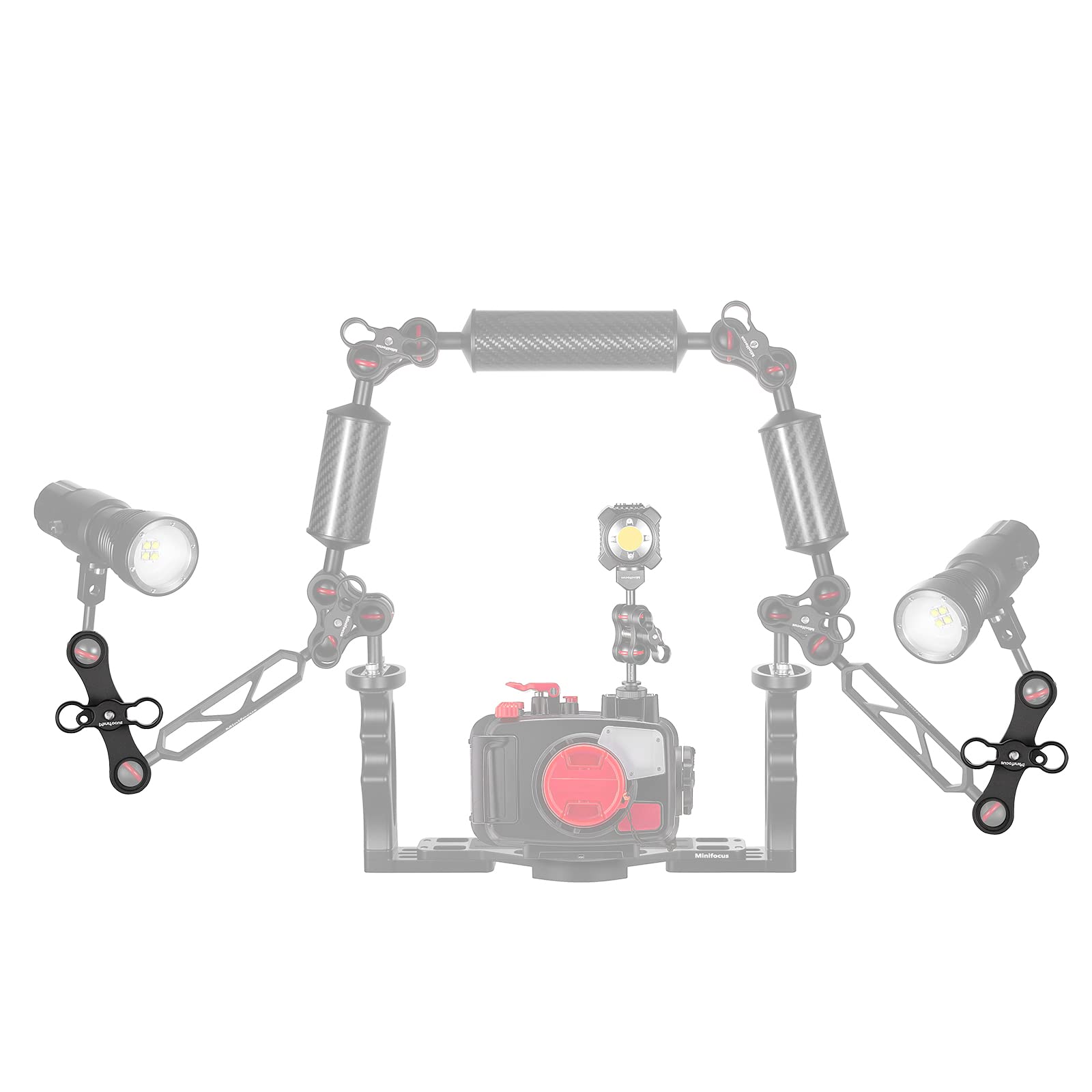 Minifocus 1'' Long Ball Clamp Dual Holder Mount For Underwater Photography Diving Light System, Compatible For Gopro Action Came