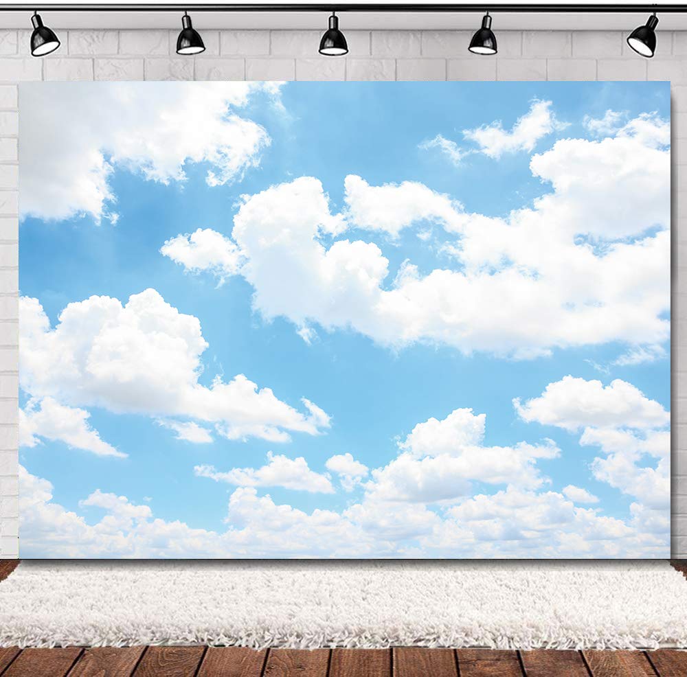 Svbright Blue Sky 7(W) X 5(H) Ft Polyester Fabric White Cloud Backdrop Party Wall Decorations Nature Scenery Wedding 1St Newborn