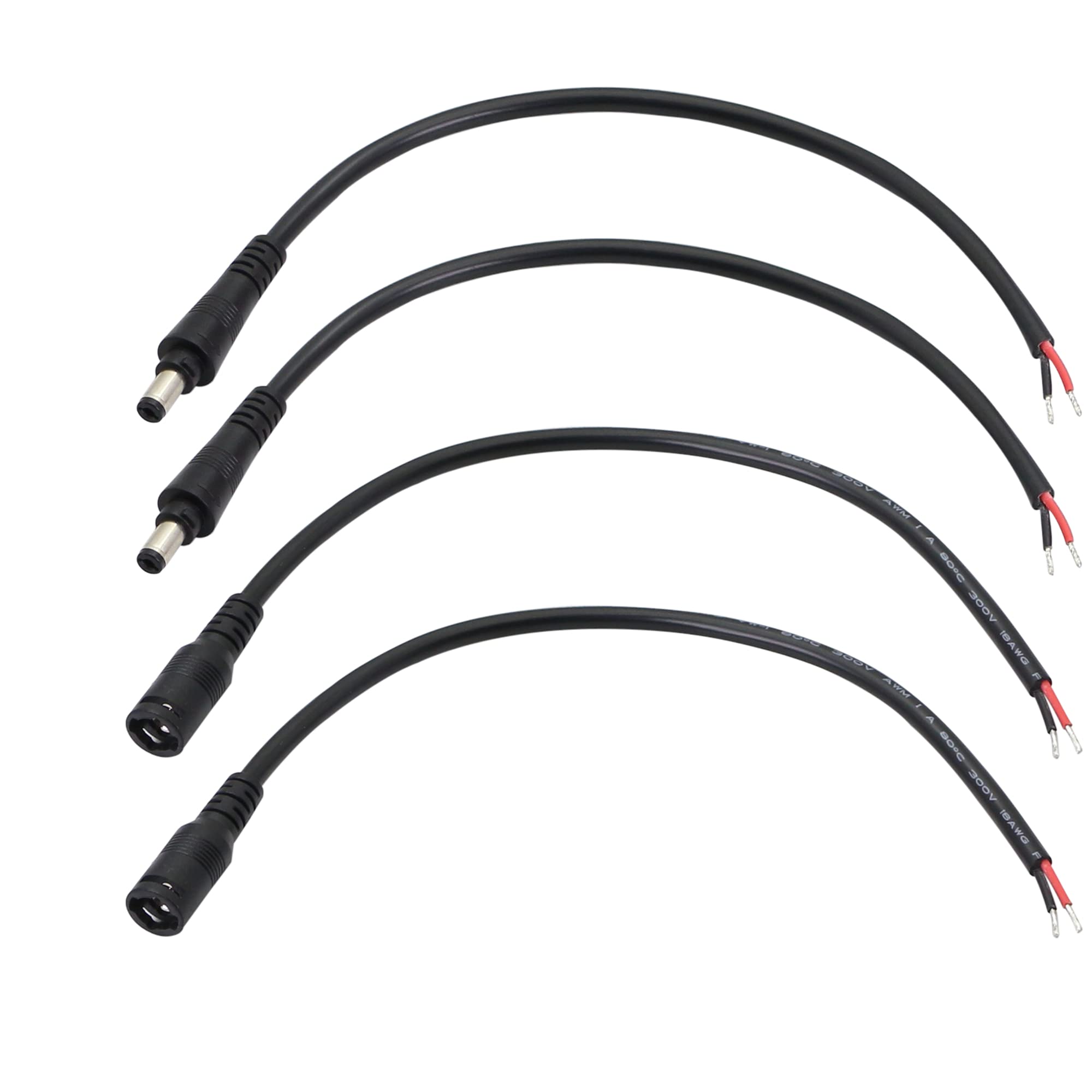 Pngknyocn 25Cm Dc Power Pigtail Cable, 12V 5A 5.5 Mm X 2.1 Mm Male And Female Barrel Jack With Lock To Prevent Falling 18Awg Cab