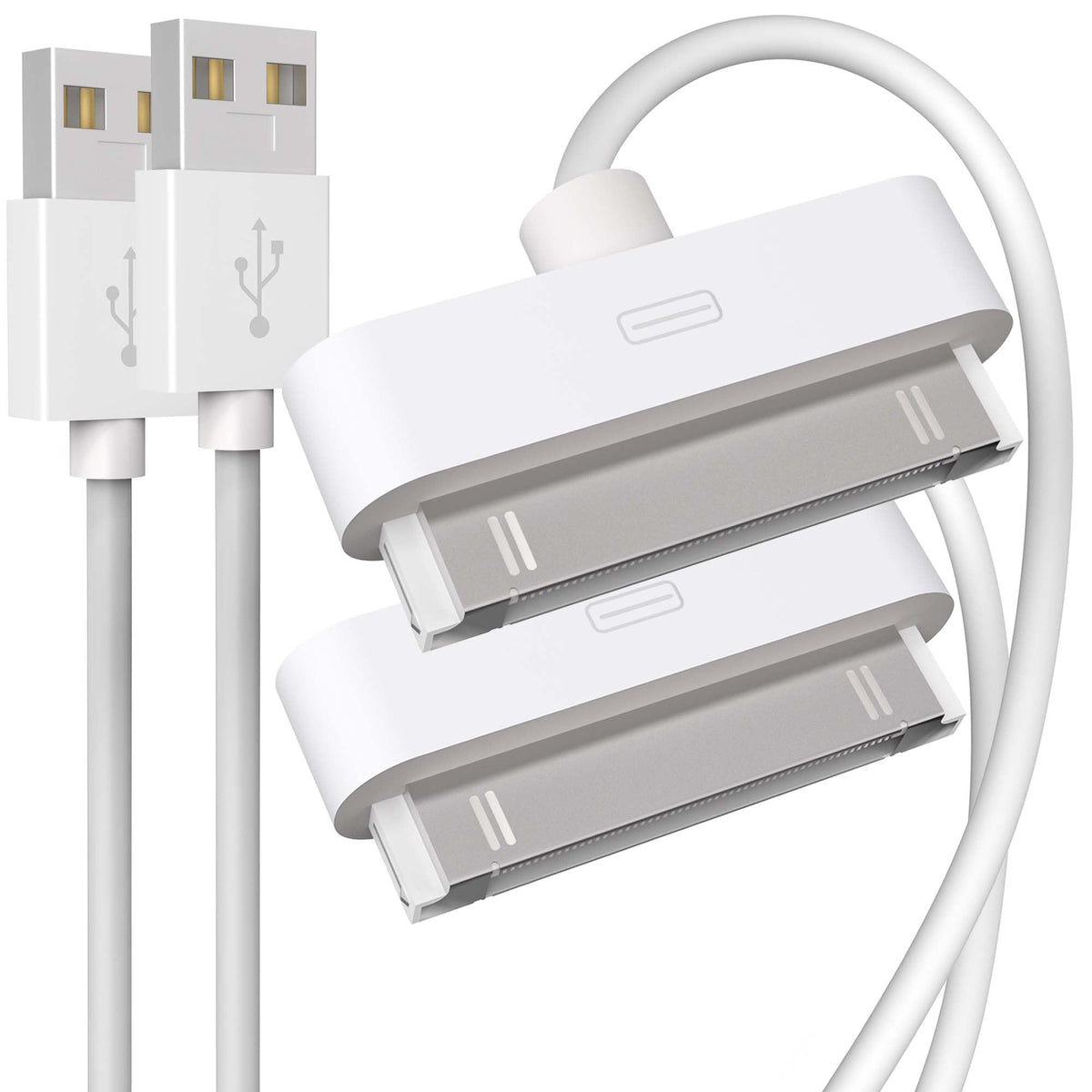 Dcnetwork 2 Pack Iphone 4S Cable Usb Sync And Charging Cable For Iphone 4 4S 3G 3Gs Ipad 1 2 3 Ipod Touch Nano 30 Pin Charger Cord Dock Adapter Data 3.3 Feet (White)