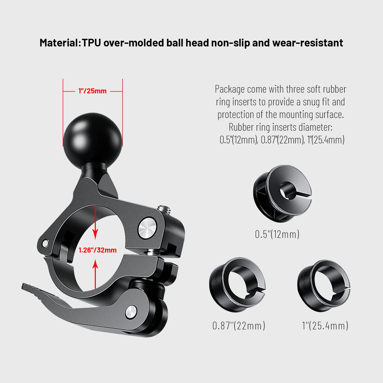 1 Inch Ball Mount Set Connecting Arm Compatible With Ram Mount Suitable For Cars, Motorcycles, Bicycles Phone Holder (S L60310)