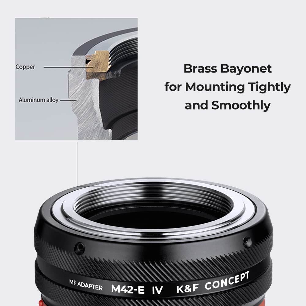 K&F Concept Lens Mount Adapter M42 Nex Iv Manual Focus Compatible With M42 Lens And Sony E Mount Camera Body
