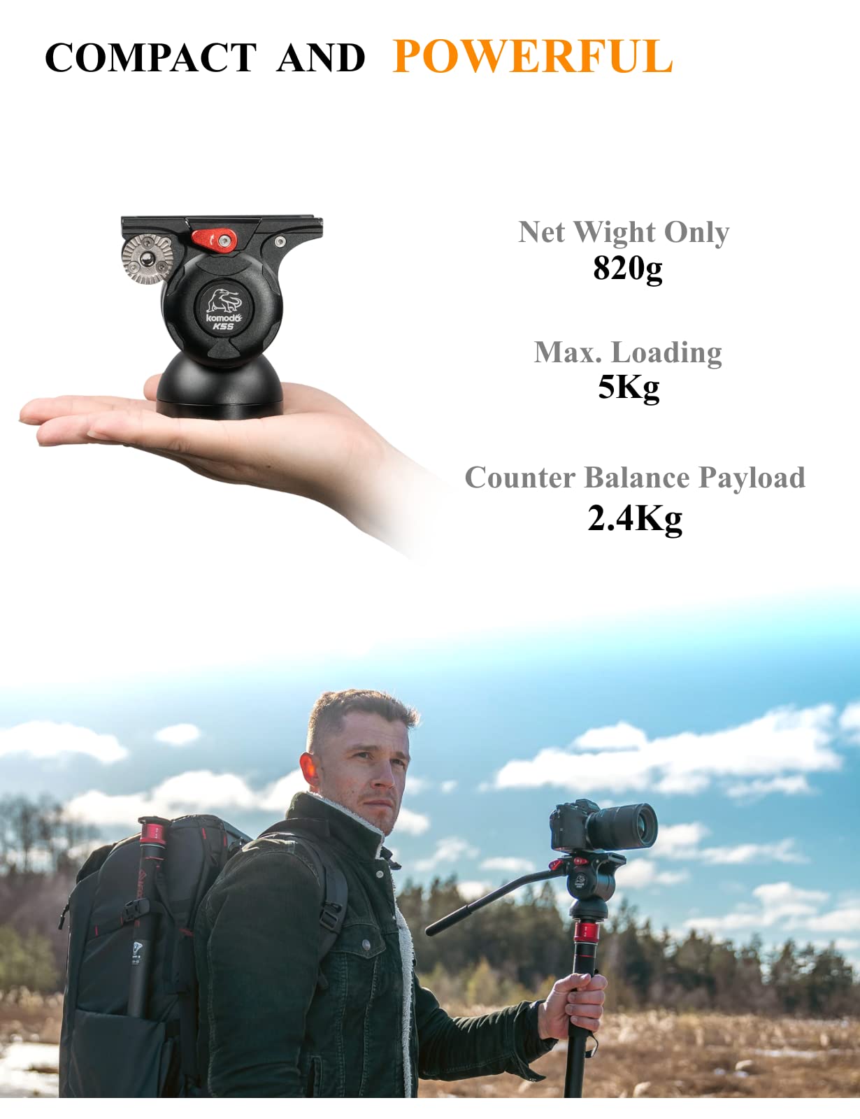 Ifootage Komodo K5S Fluid Head, Aluminum Tripod Head Camera Video Head For Dslr Camera, Camcorder, Monopod And Tripod, Payload 5