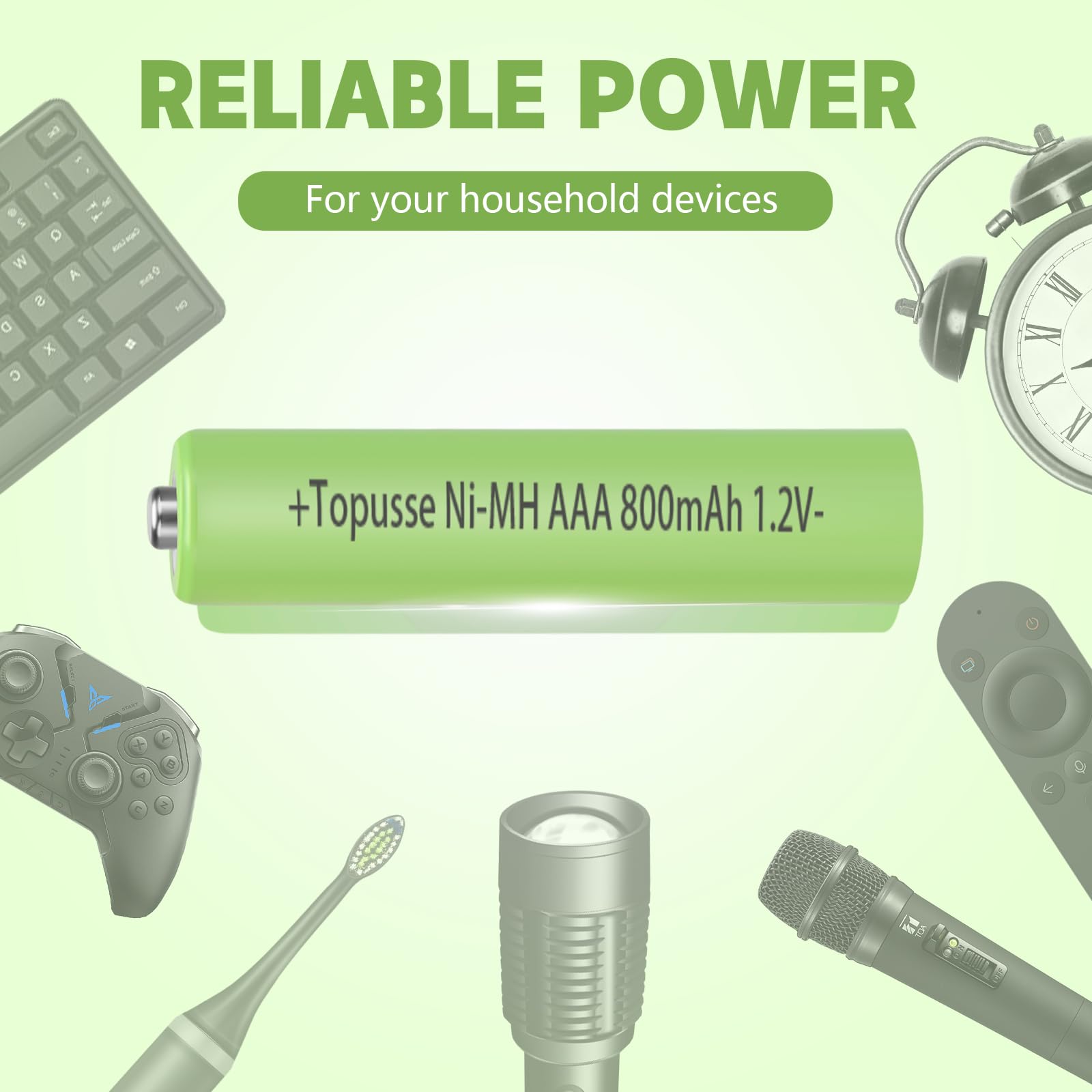 Topusse 1.2V Ni Mh Rechargeble Aaa Batteries 12 Pack, Long Lasting Batteries Aaa Size Pack, Triple Aaa Batteries Rechargeble 800