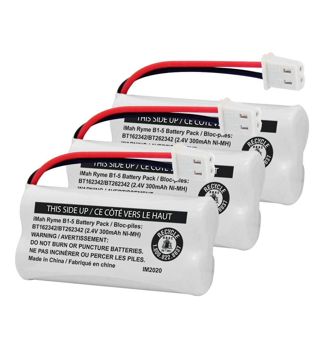 Imah Bt162342/Bt262342 2.4V 300Mah Ni Mh Cordless Phone Battery Pack, Also Compatible With Bt183342/Bt283342 At&T Bl102 3 El5235