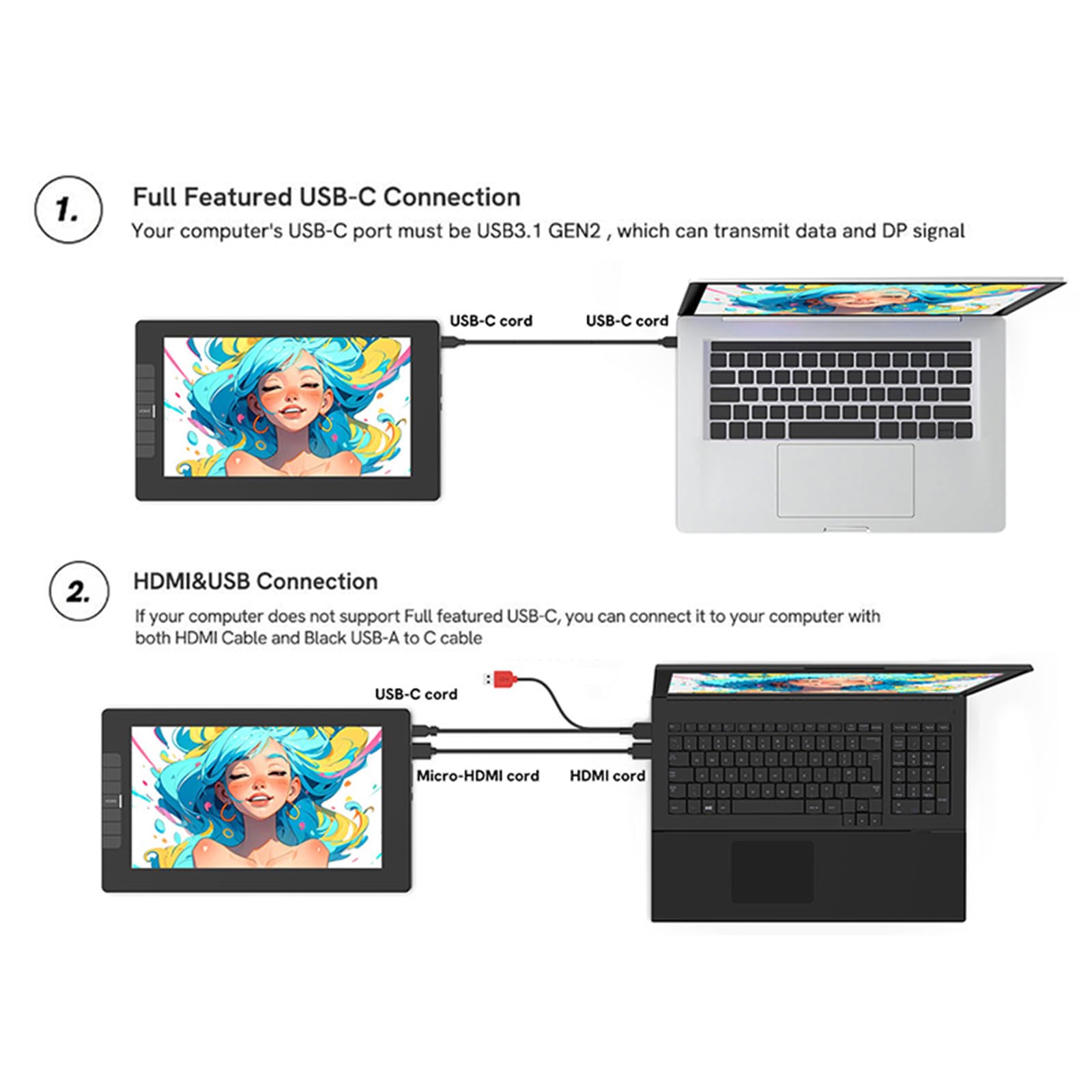 Drawing Tablet With Screen Veikk Vk1200 11.6 Inch Full-Laminated Drawing Monitor With 6 Shortcut Keys And 8192 Levels Battery Fr
