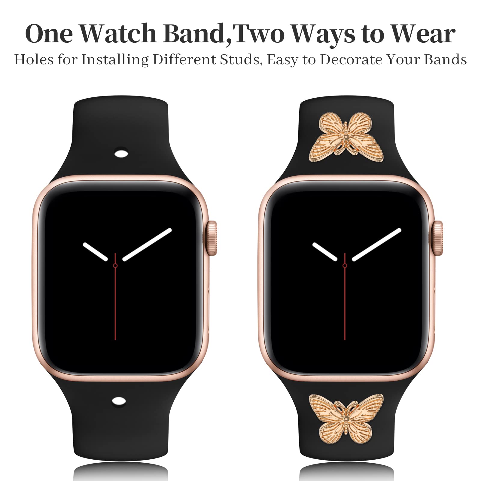 Aopigavi Designer Silicone Watch Bands With Studs Compatible With Apple Watch Band 38Mm 44Mm 40Mm 45Mm 41Mm 42Mm 49Mm, Sport Str